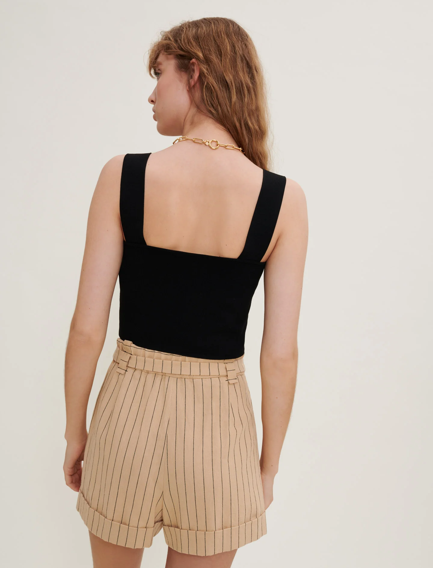 Knitted crop top with straps Black - Image 5