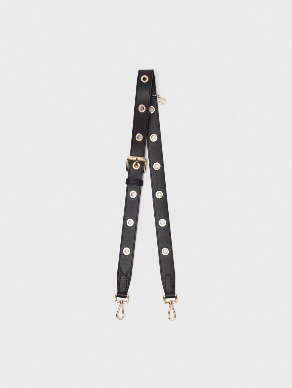 Leather strap with eyelets Black - Image 4