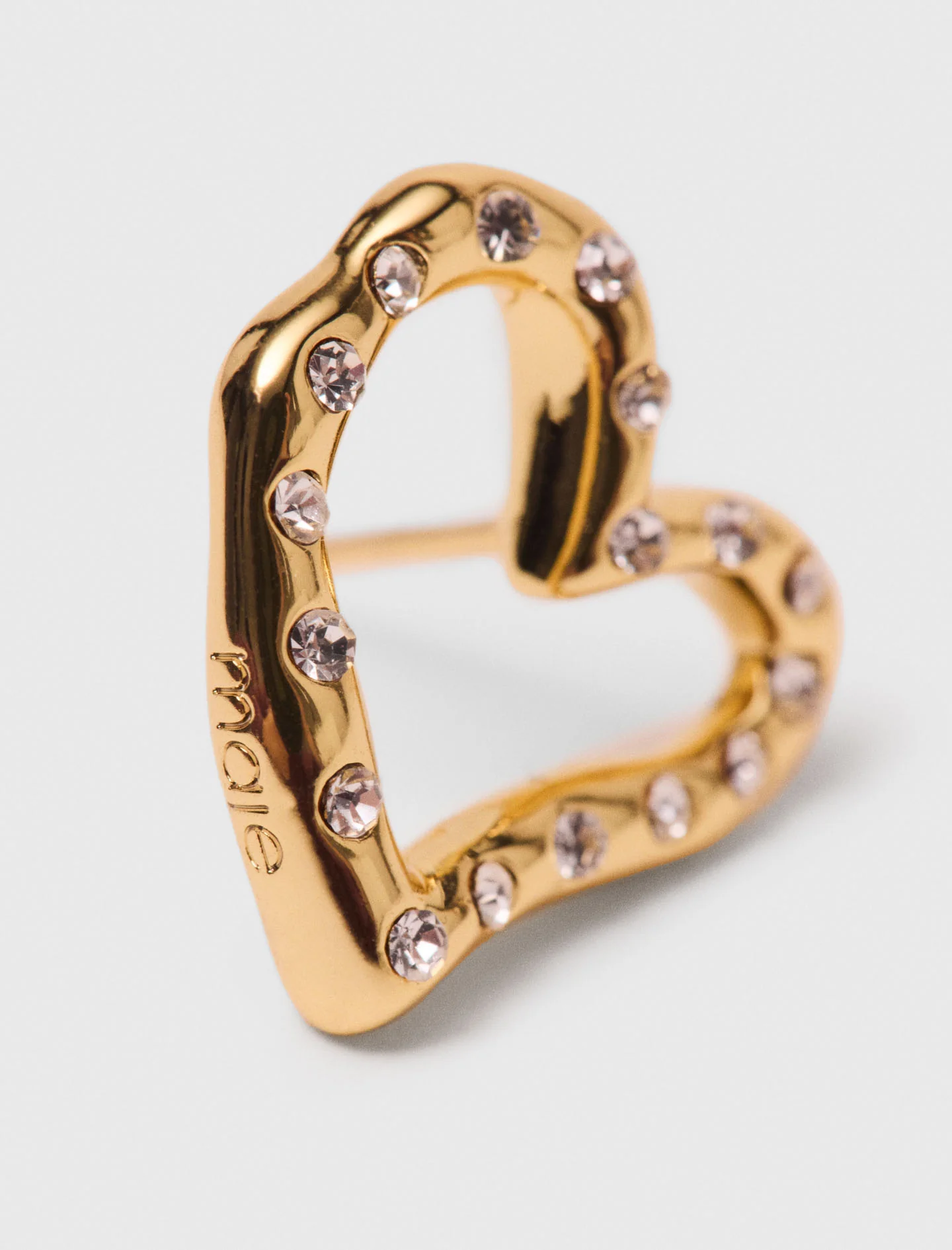 Heart rhinestone stud earrings Light Gold - Image 3