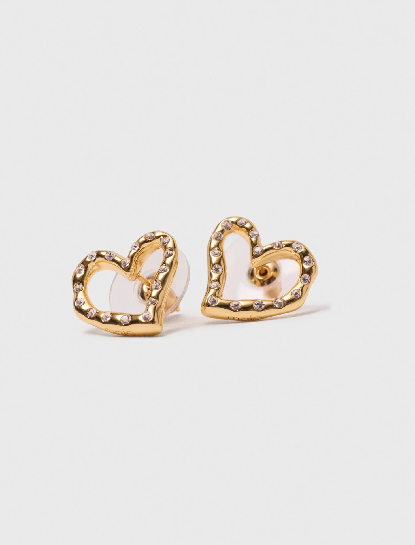 Heart rhinestone stud earrings Light Gold - Image 4
