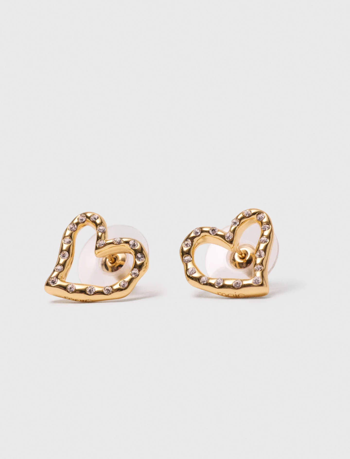 Heart rhinestone stud earrings Light Gold - Image 5