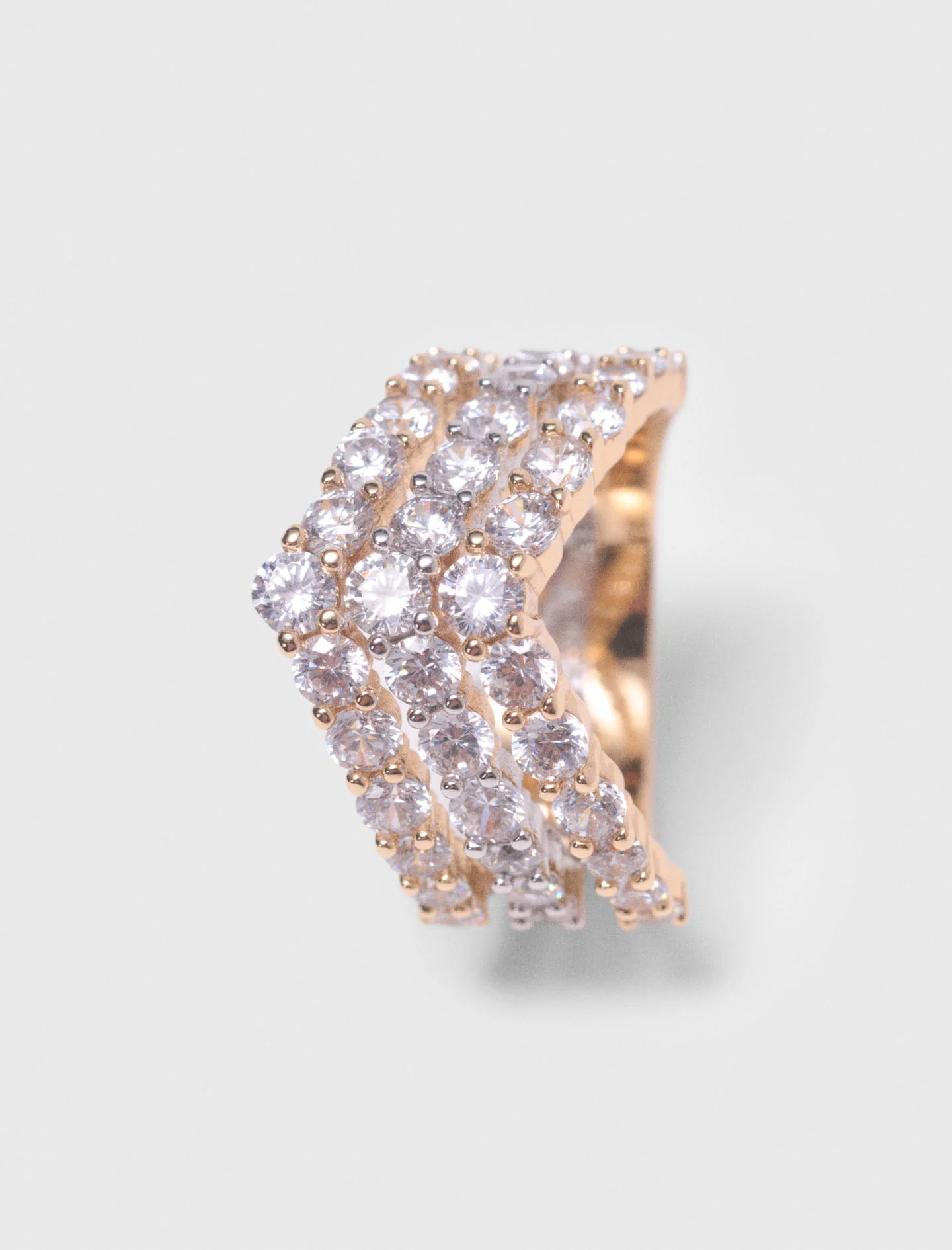 Two-Tone Rhinestone Ring Gold Silver - Image 4