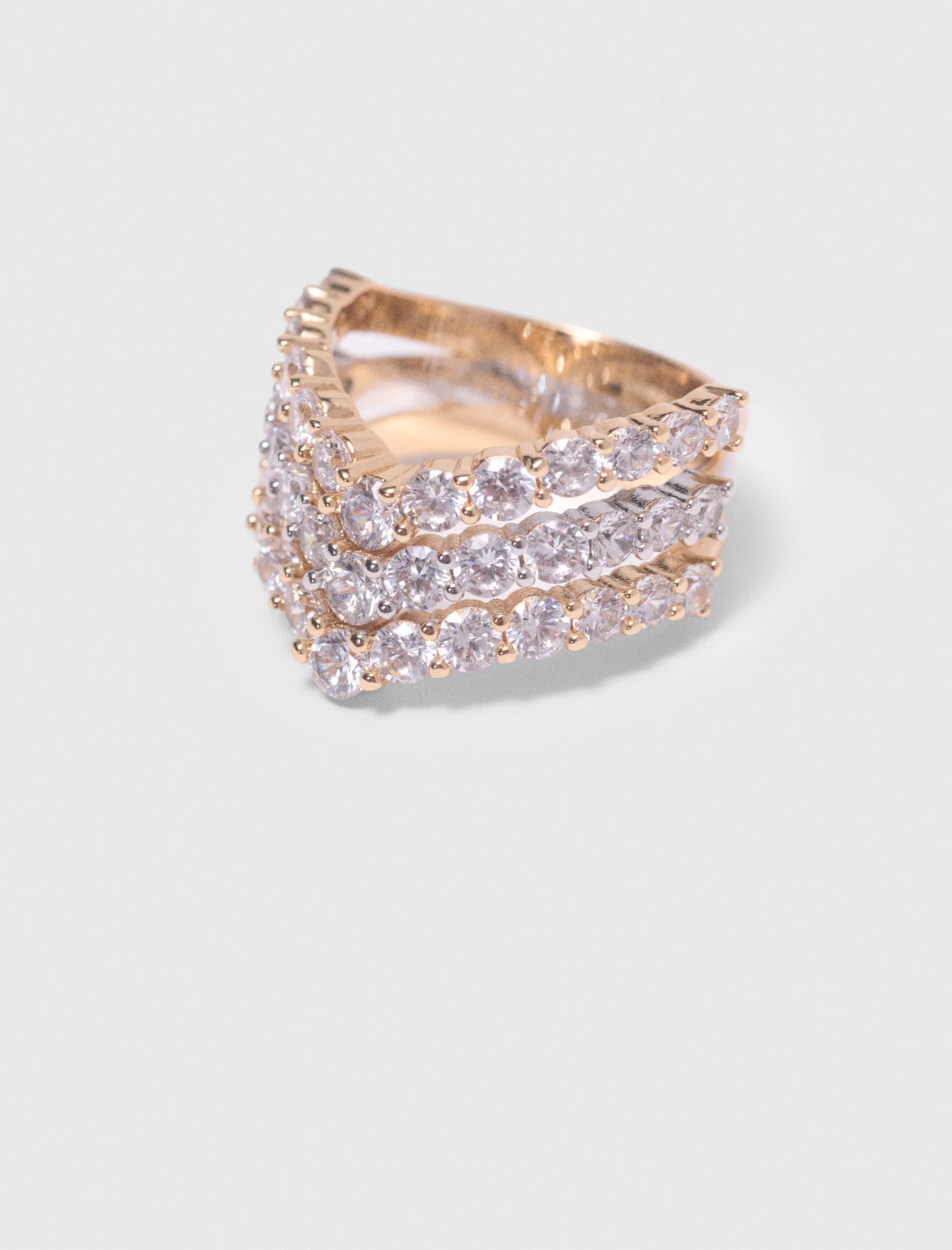 Two-Tone Rhinestone Ring Gold Silver - Image 6