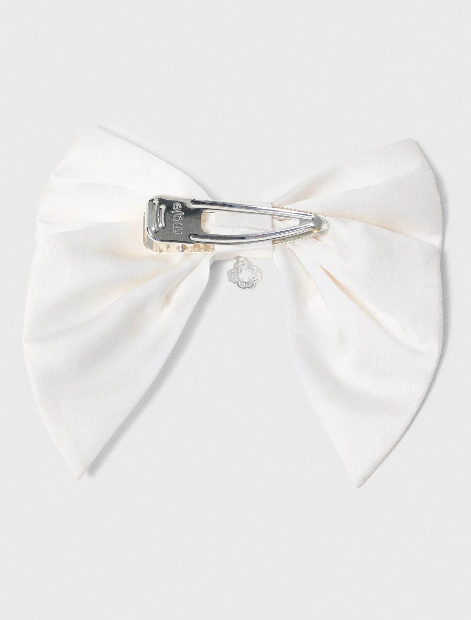 Satin-Effect Bow Barrette White - Image 5