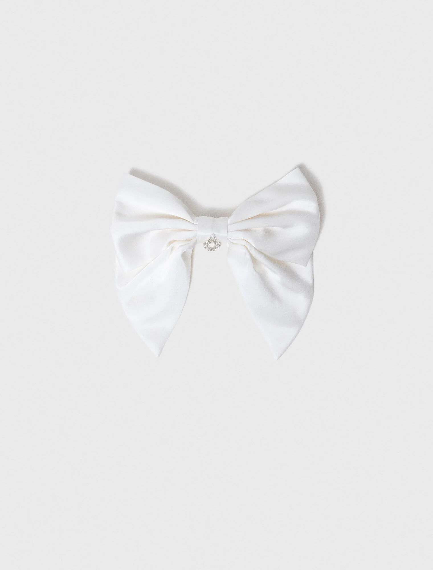 Satin-Effect Bow Barrette White - Image 6