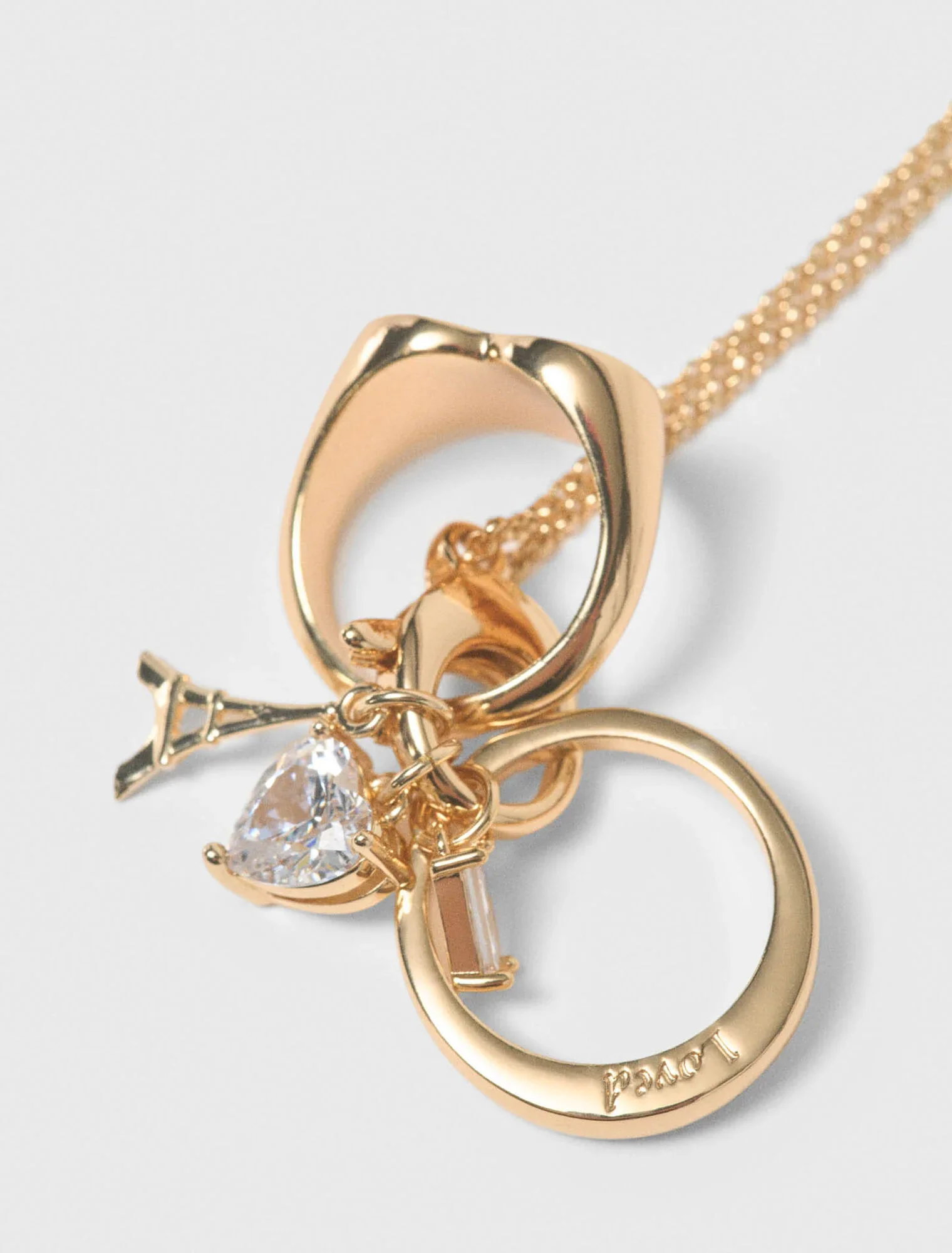 Goldtone Necklace With Ring Details Gold - Image 4