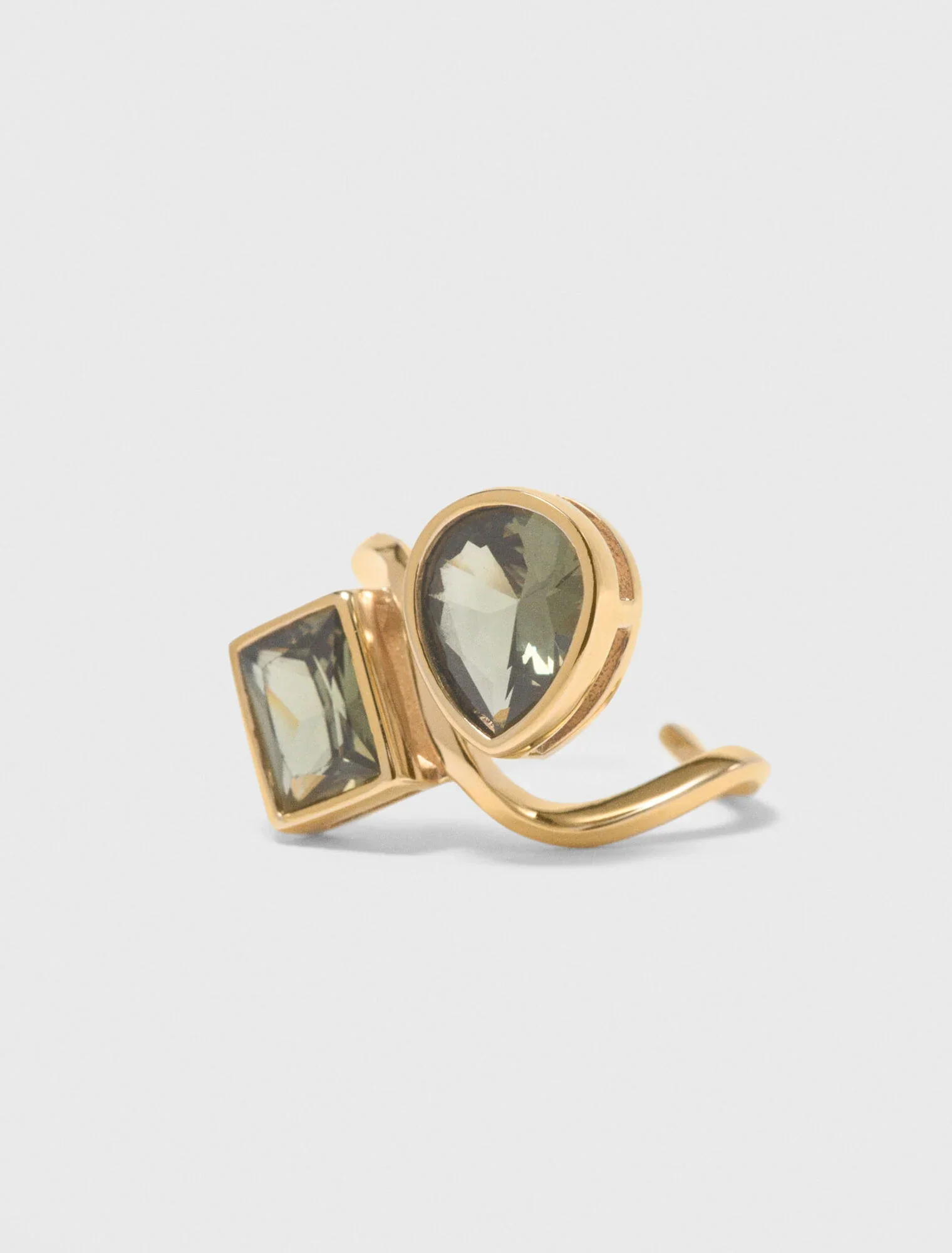 Asymmetrical Ring With Rhinestones Gold - Image 3