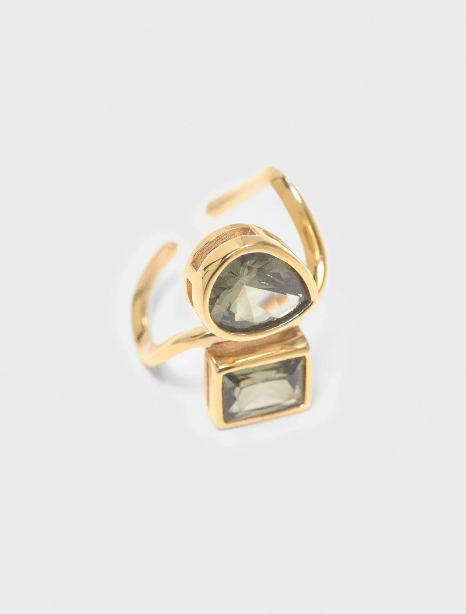 Asymmetrical Ring With Rhinestones Gold - Image 4