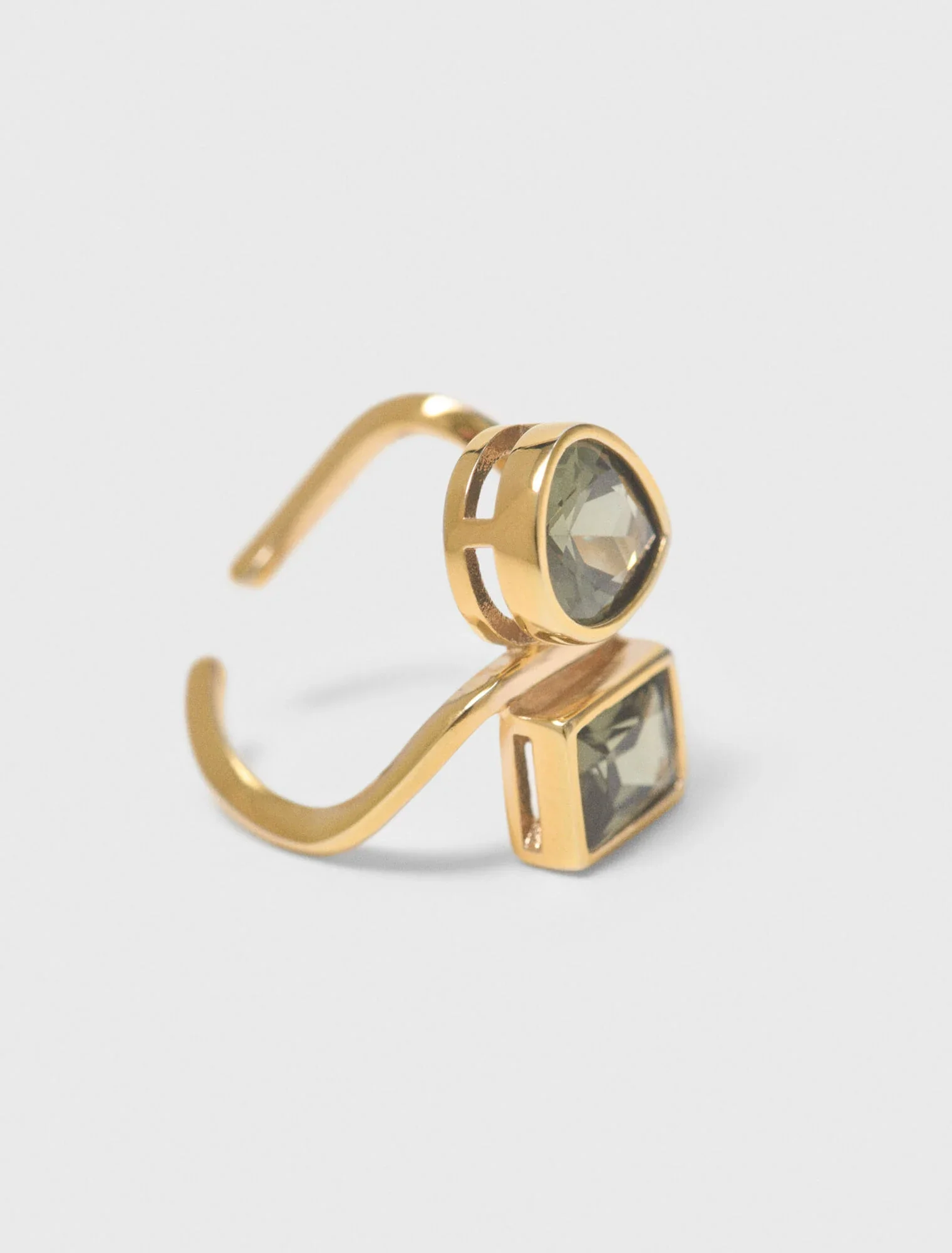 Asymmetrical Ring With Rhinestones Gold - Image 6