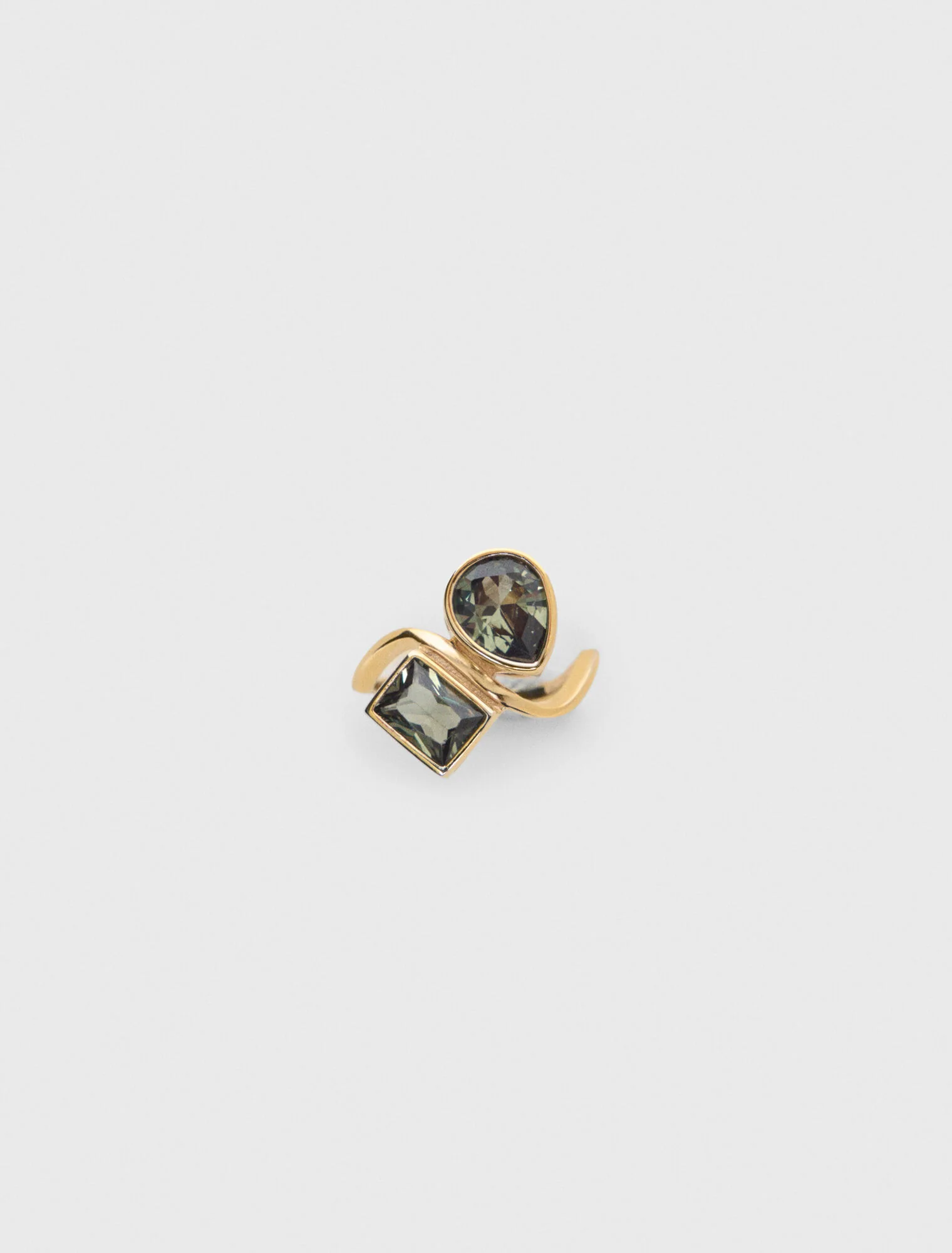 Asymmetrical Ring With Rhinestones Gold - Image 8