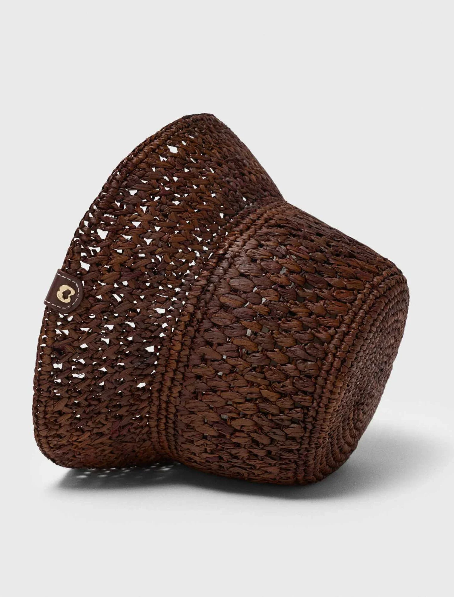 Colourful Natural Raffia Bucket Hat Brown - Image 4