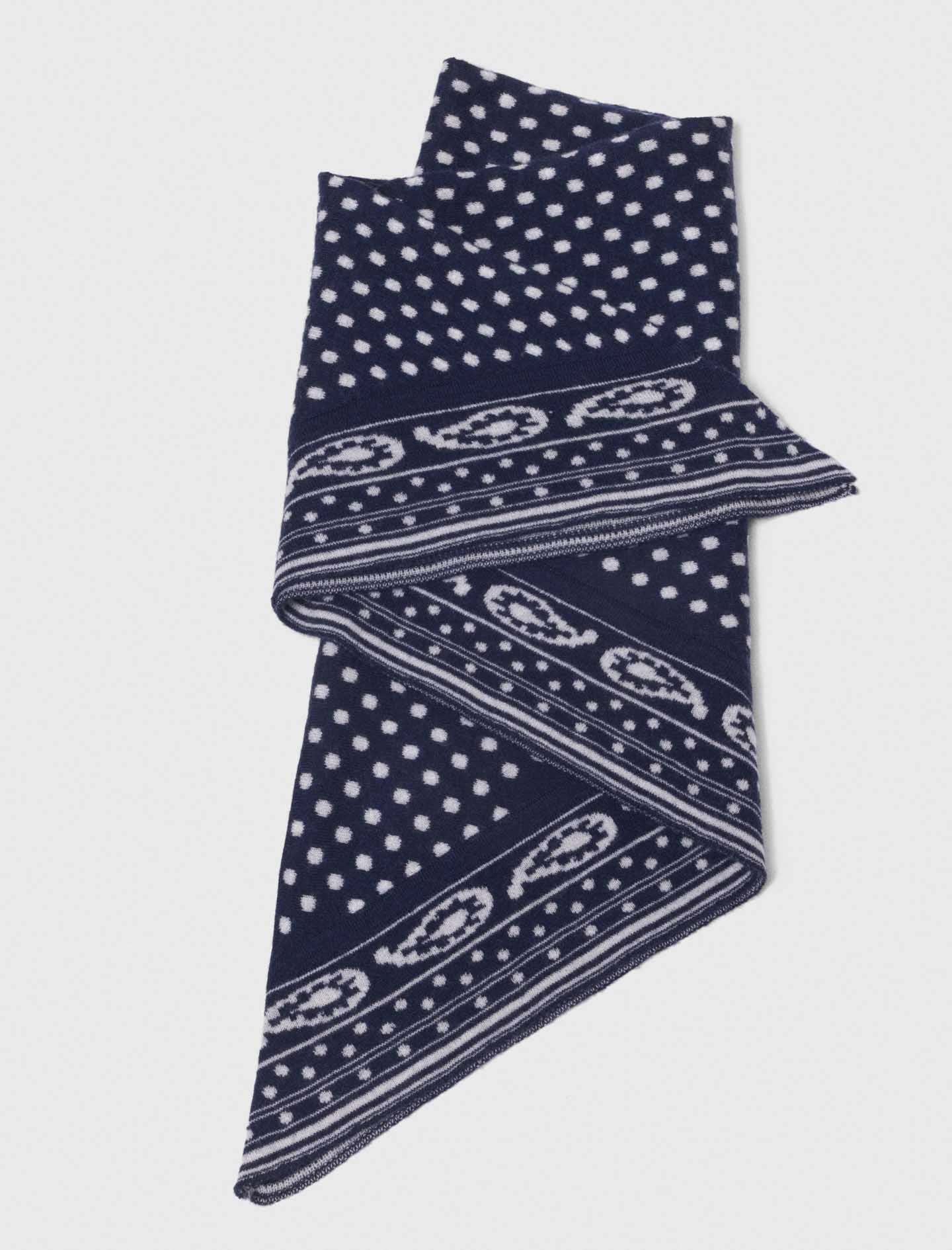 Reversible Triangle Scarf Navy Polka Dot Bandana Print - Image 3