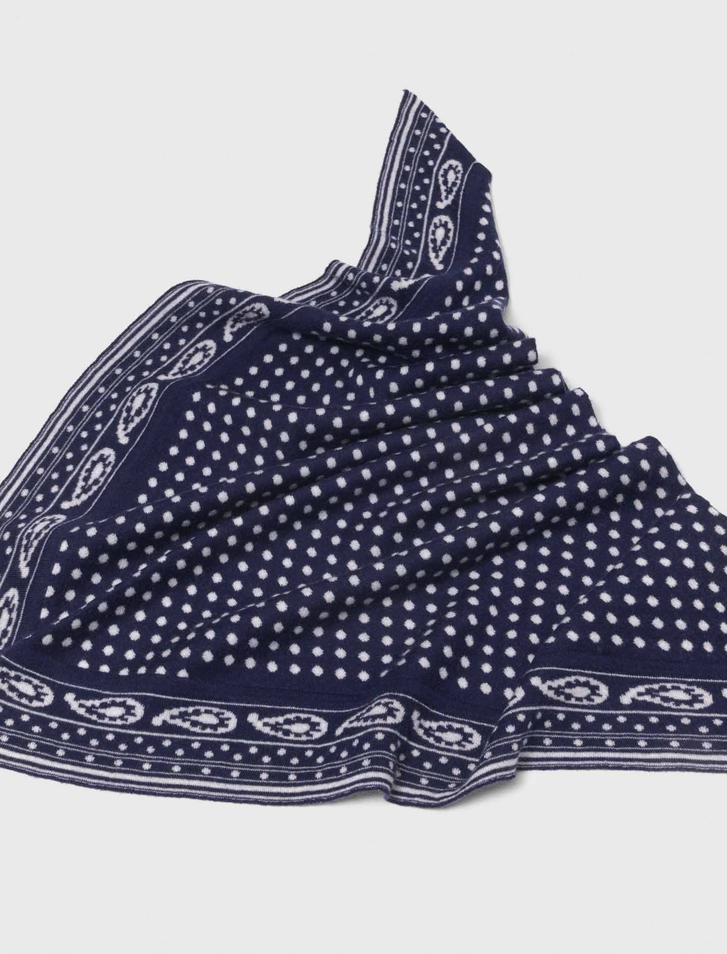 Reversible Triangle Scarf Navy Polka Dot Bandana Print - Image 4