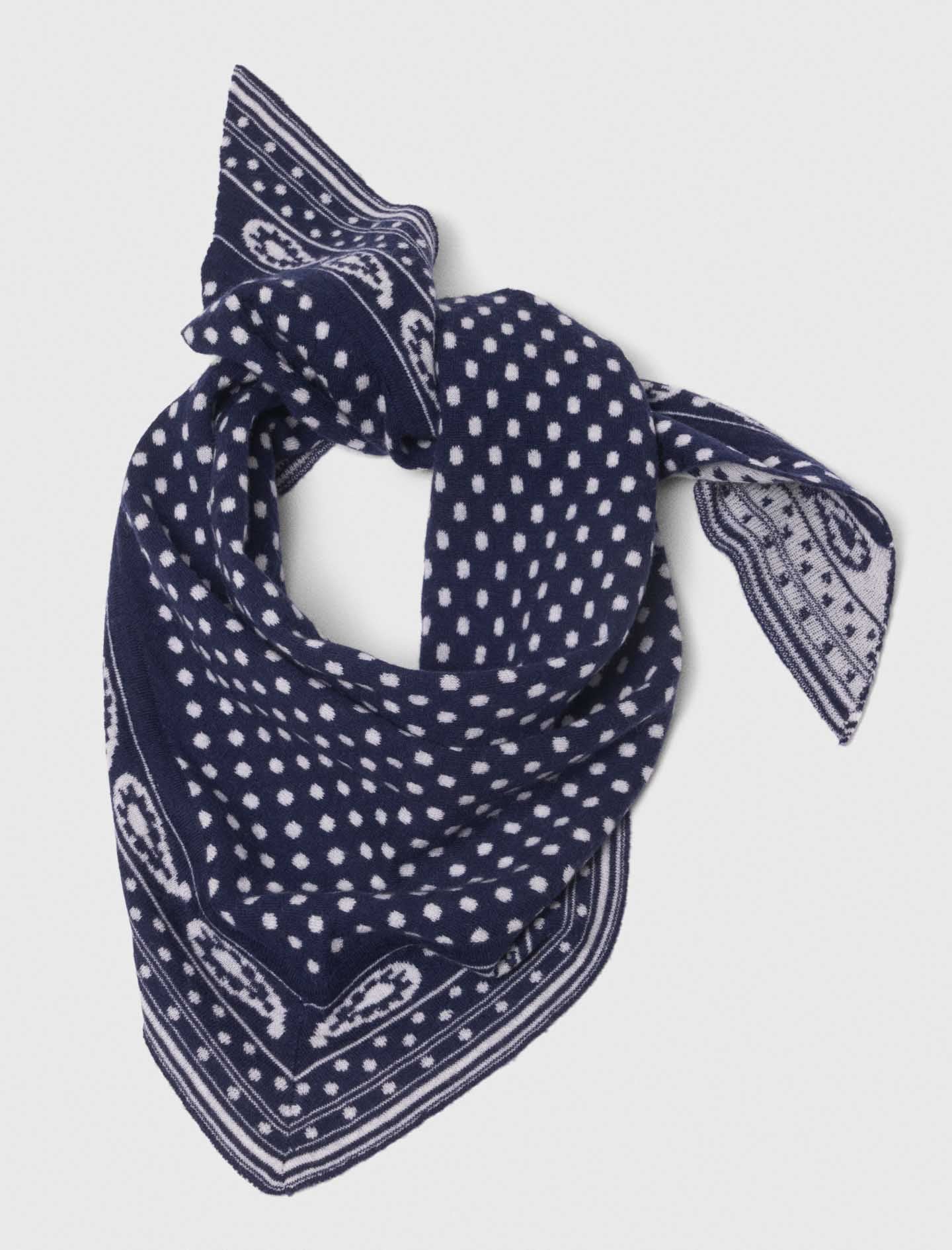 Reversible Triangle Scarf Navy Polka Dot Bandana Print - Image 5