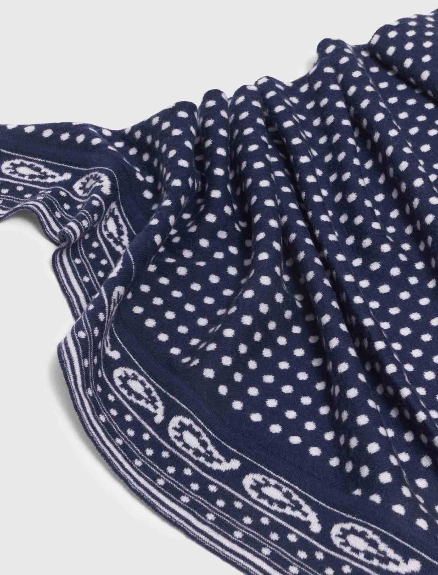 Reversible Triangle Scarf Navy Polka Dot Bandana Print - Image 6