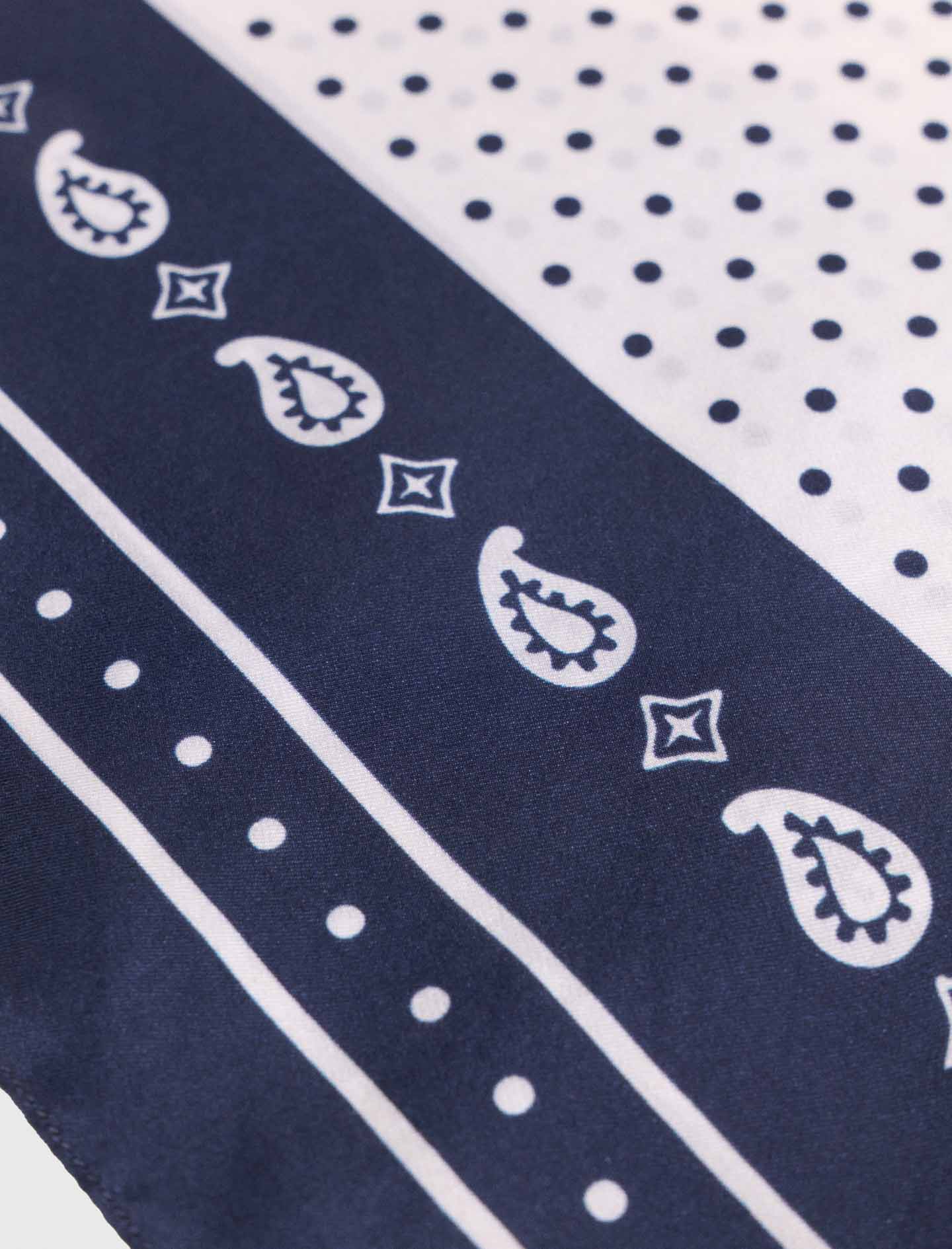 60X60 Silk Print Bandana Navy Polka Dot Bandana Print - Image 6