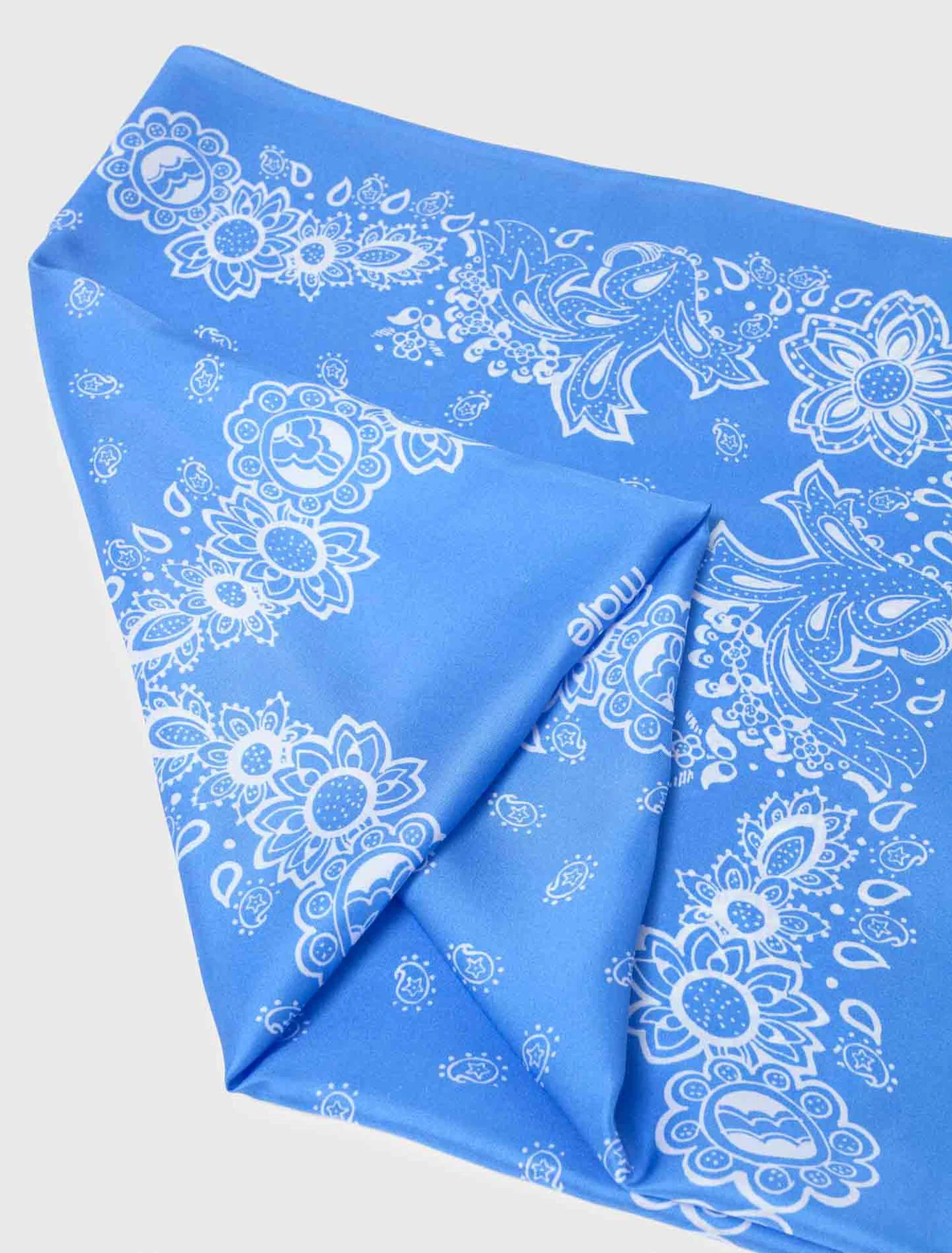 Bandana Print Silk Scarf Light Blue Bandana - Image 2