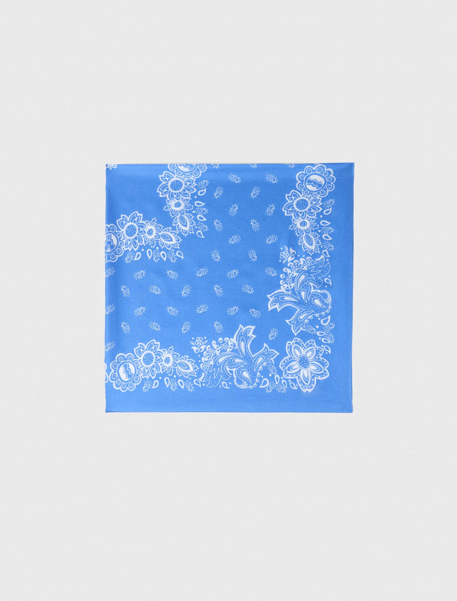 Bandana Print Silk Scarf Light Blue Bandana - Image 5