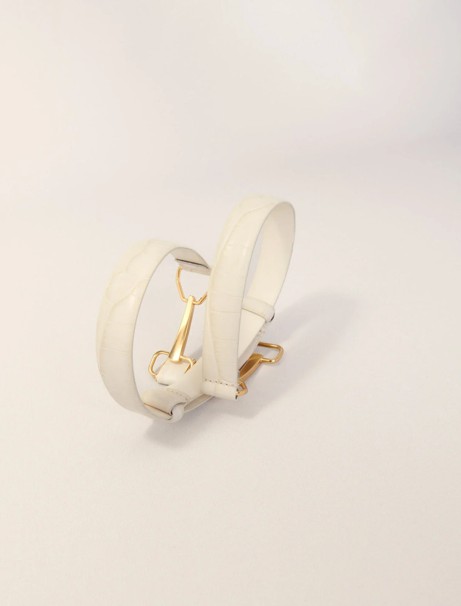 Leather belt with horse bit buckle Ecru - Image 3