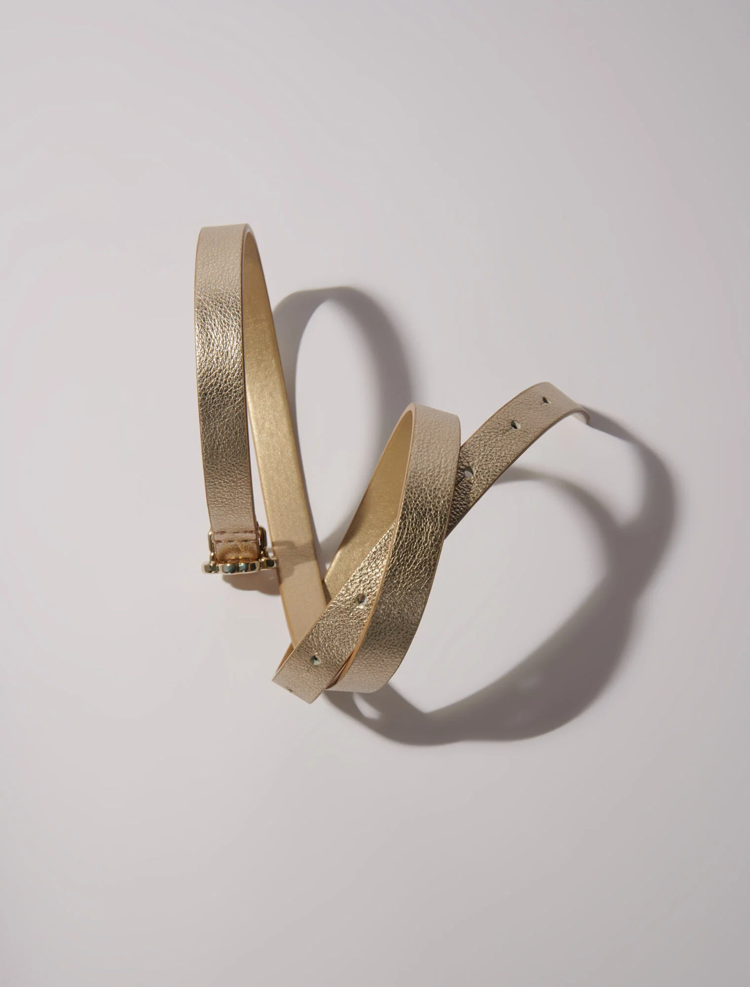 Slim belt with clover buckle Light Gold - Image 4