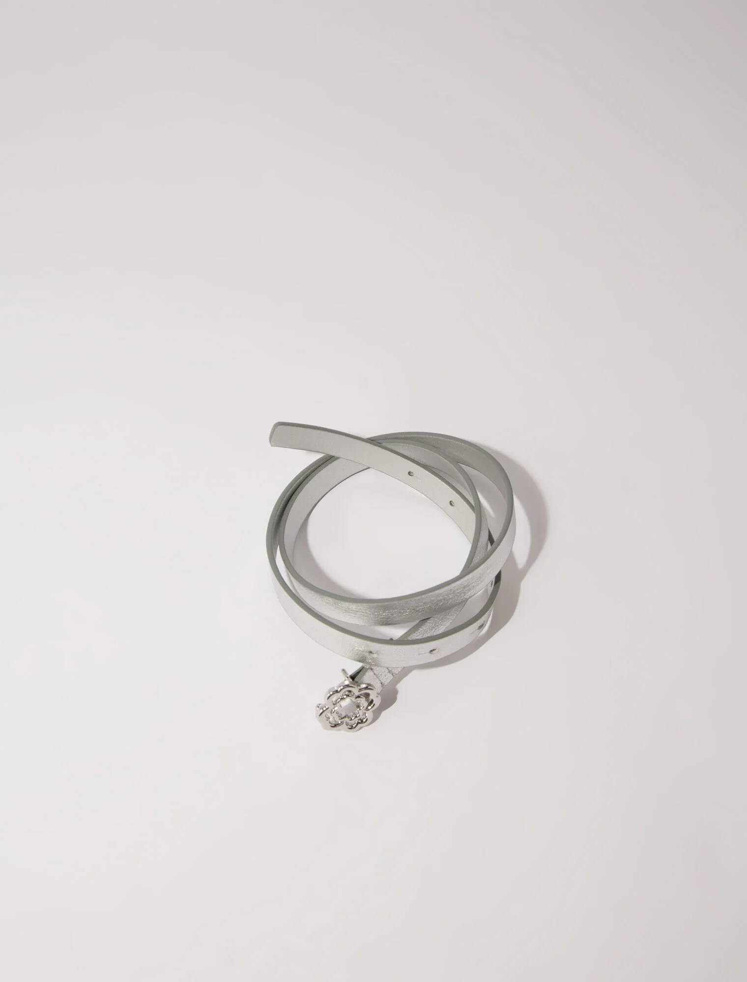 Slim belt with clover buckle Silver - Image 3
