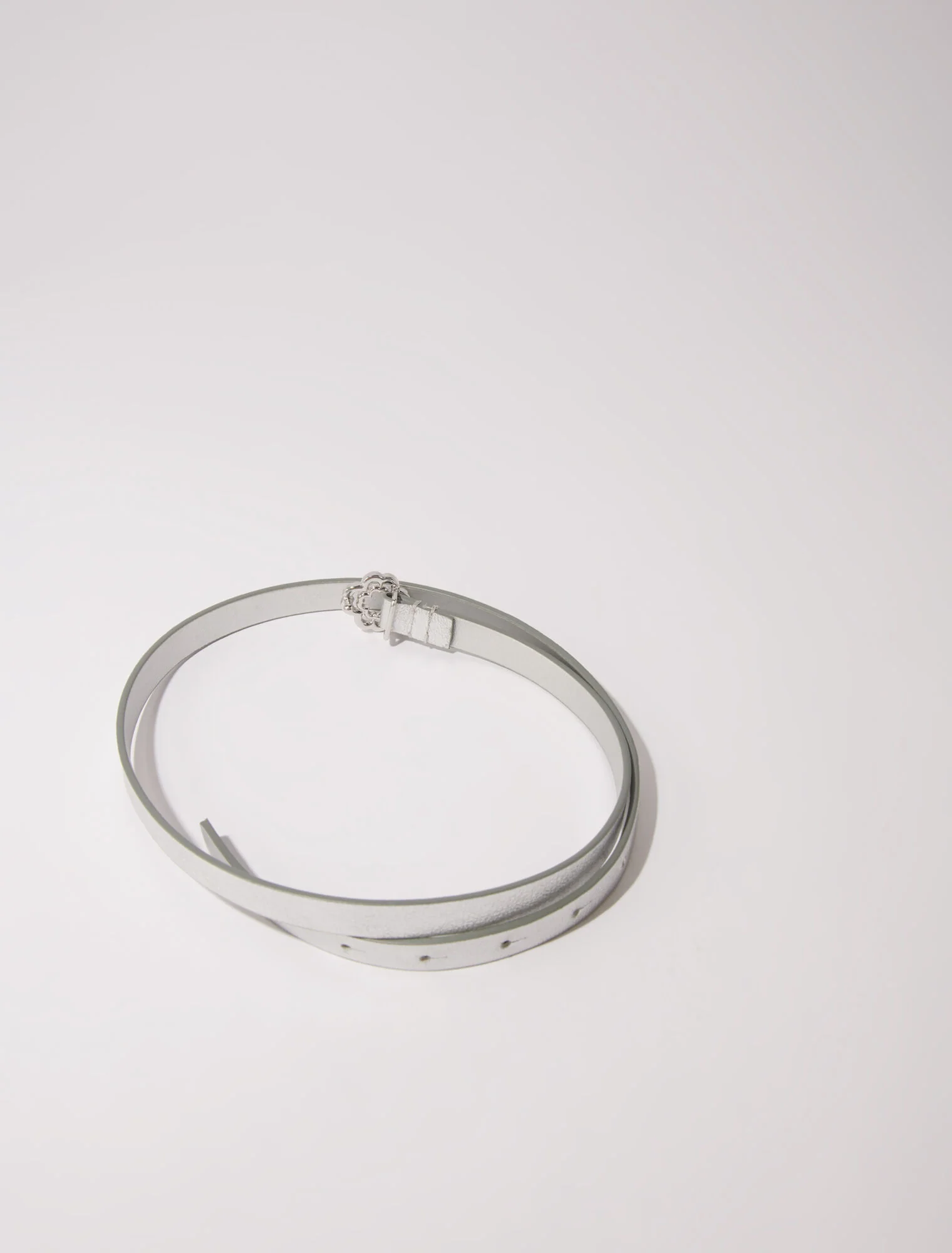 Slim belt with clover buckle Silver - Image 5