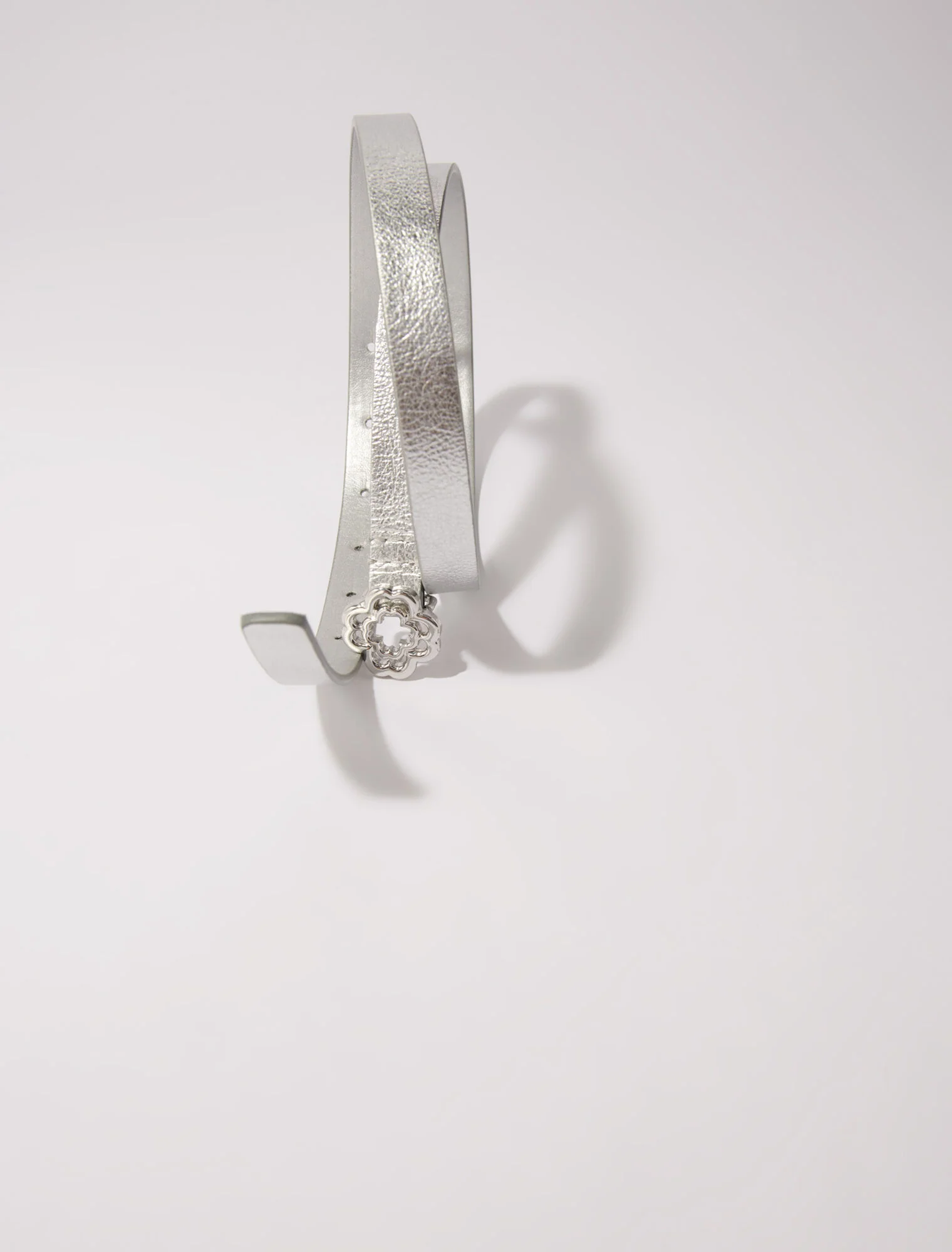 Slim belt with clover buckle Silver - Image 6
