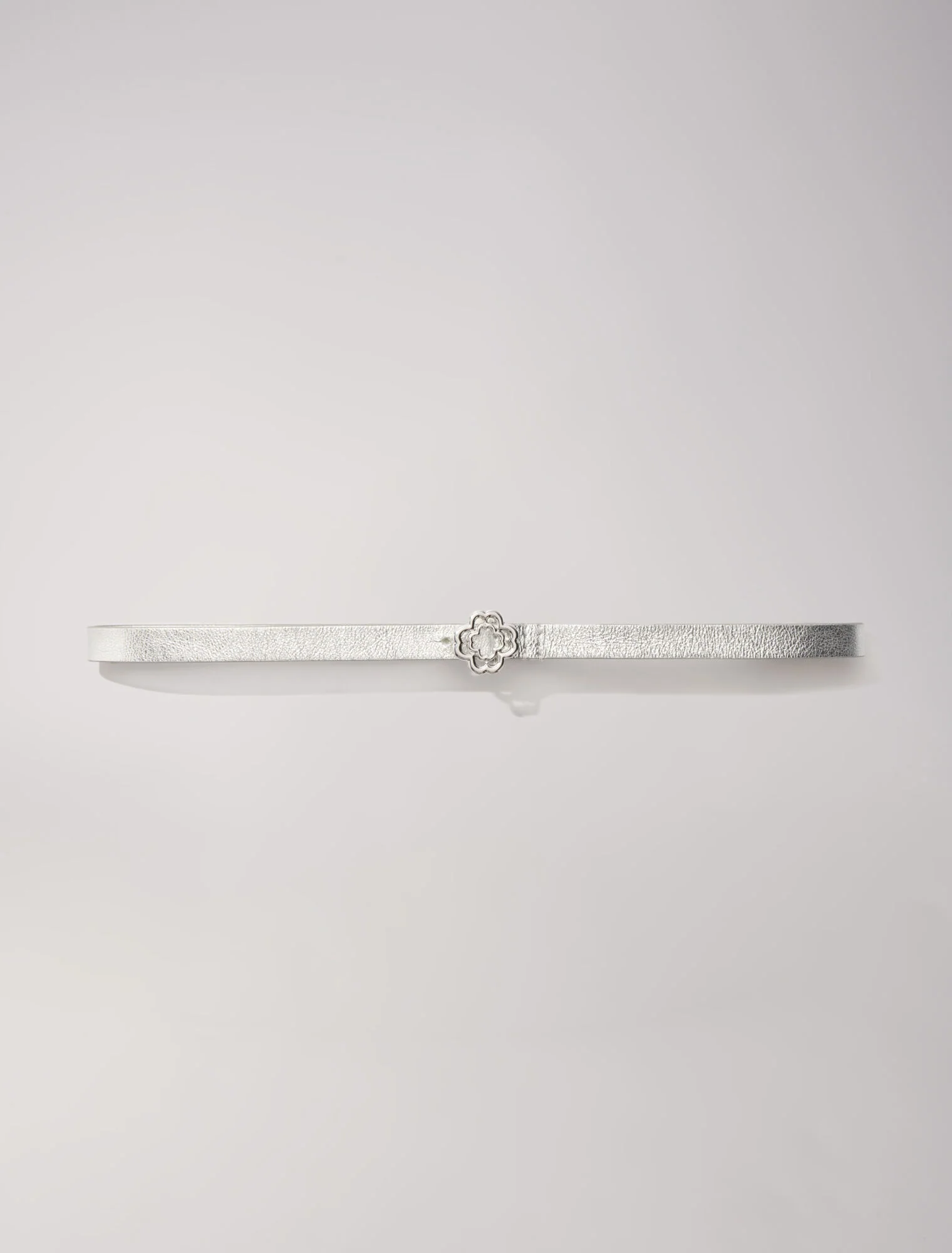 Slim belt with clover buckle Silver - Image 7