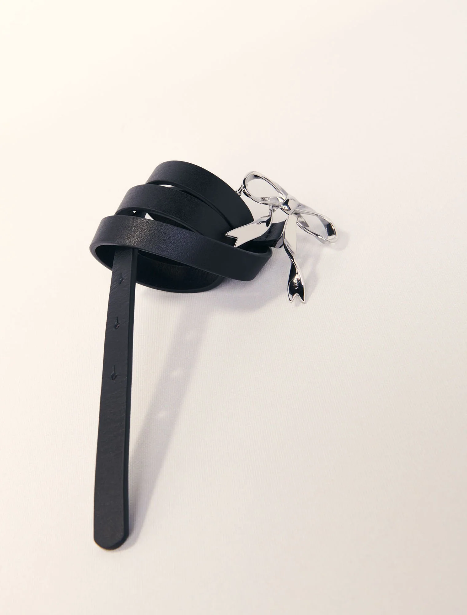 Slim leather bow belt Black - Image 4