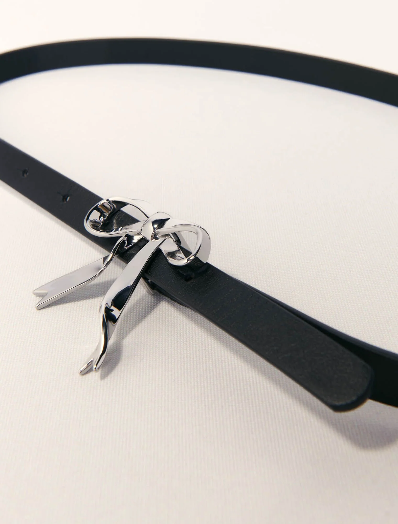 Slim leather bow belt Black - Image 5