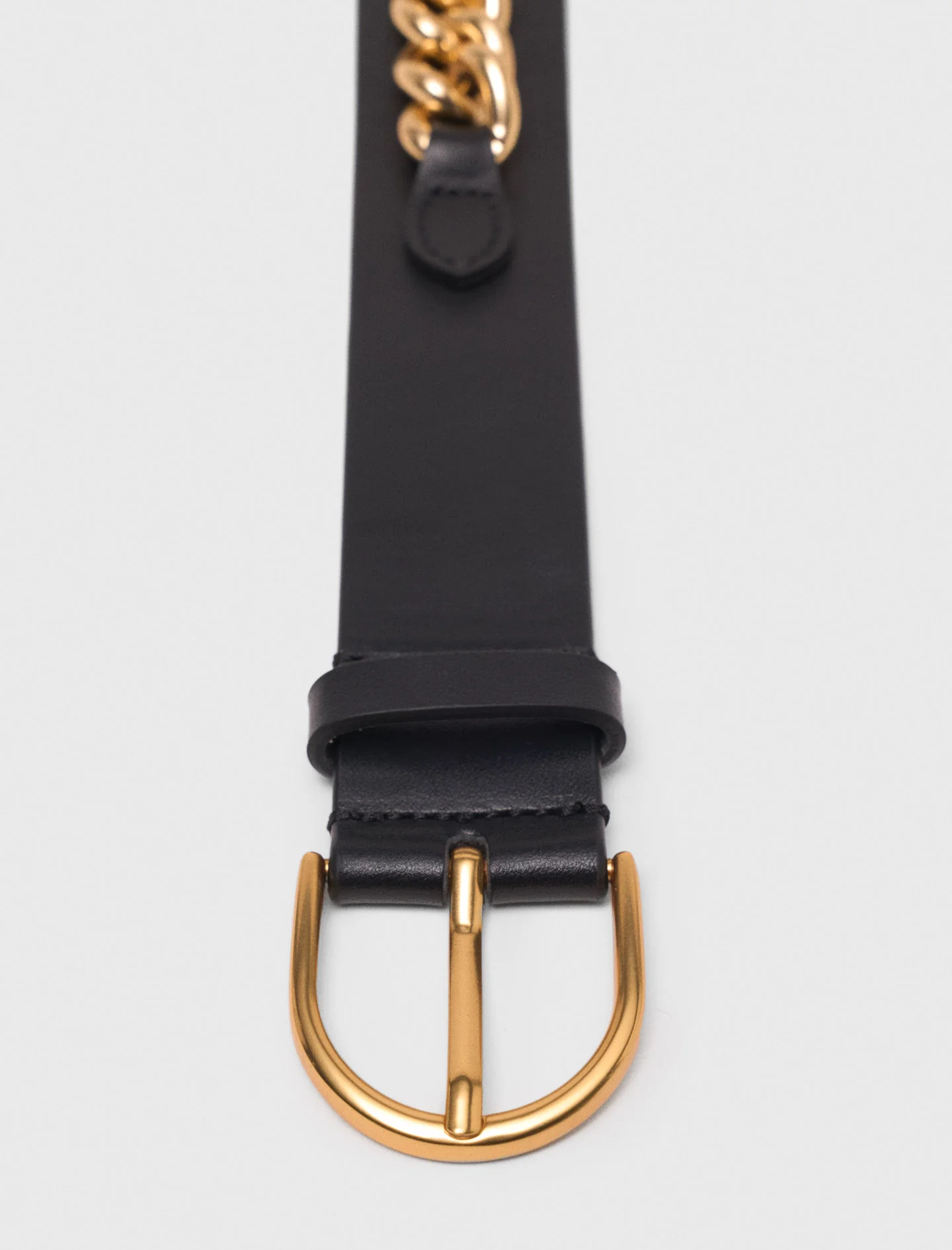 Leather belt with chain details Black - Image 3