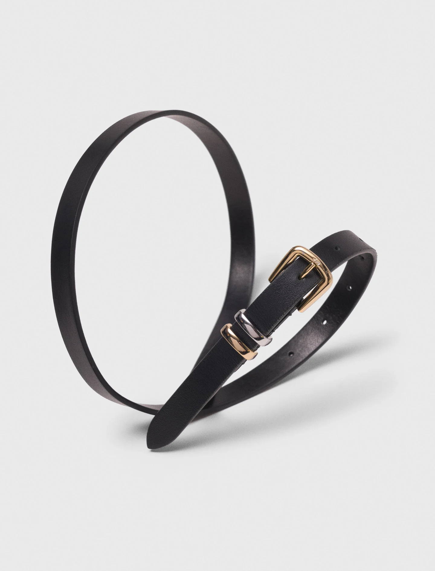 Thin belt with square buckle Black - Image 7