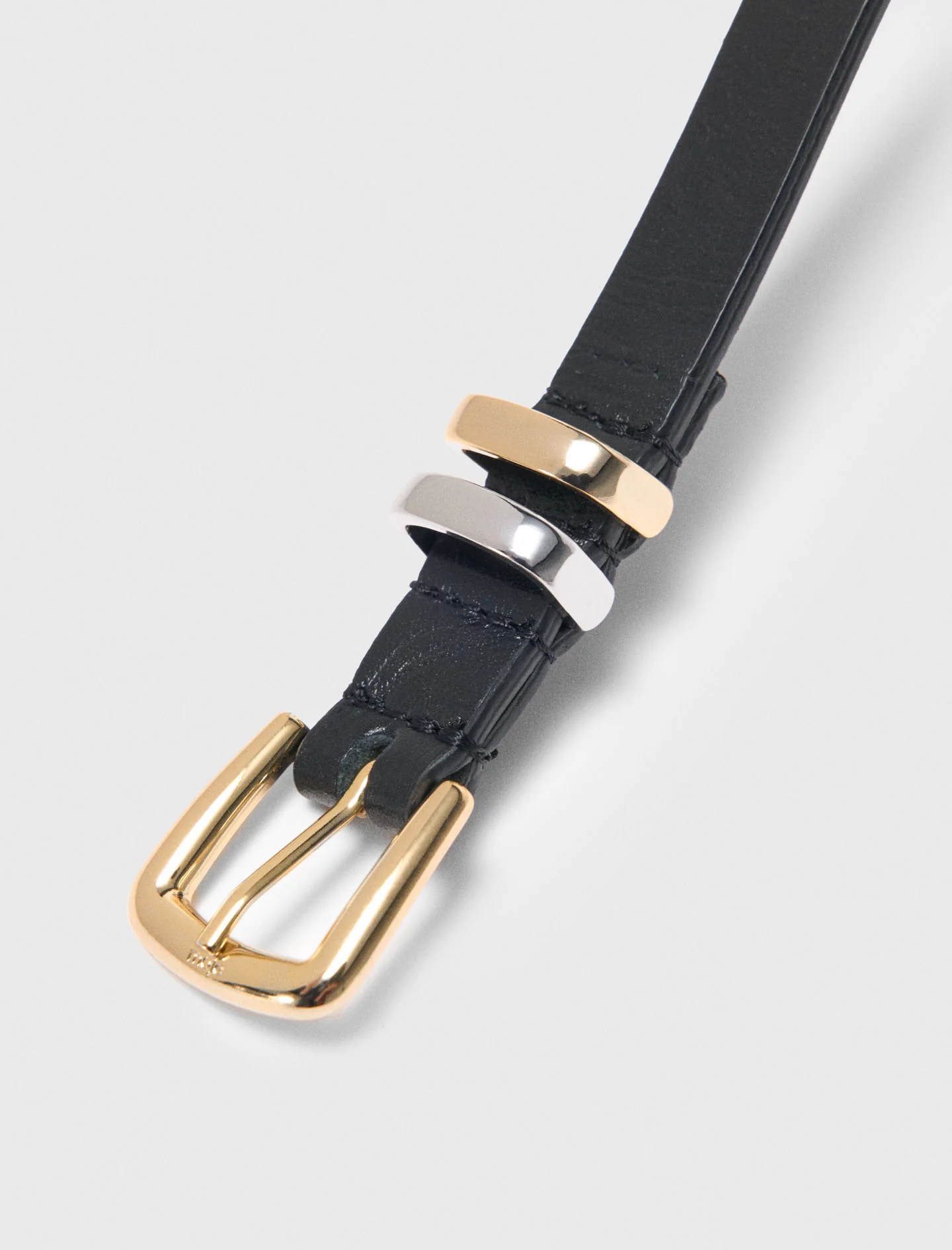 Slim belt with diamanté buckle Black - Image 2