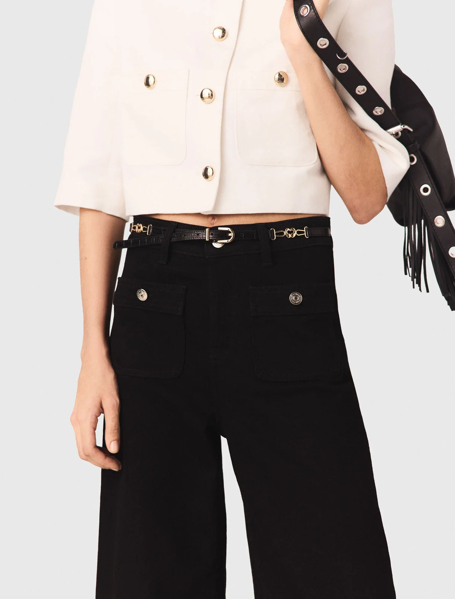 Slim Croc-Effect Leather Belt Black - Image 2