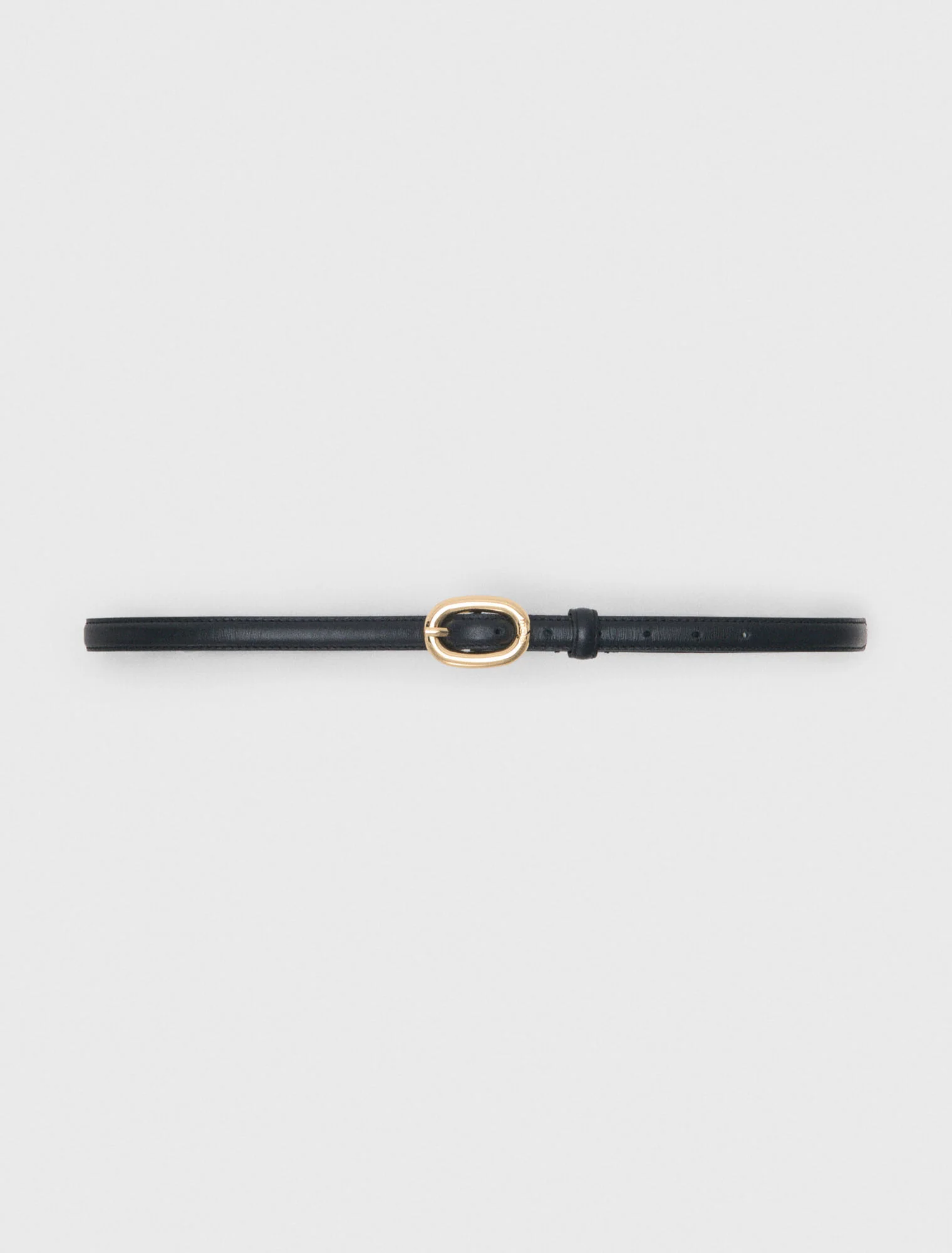 Slim Leather Oval Buckle Belt Black - Image 5
