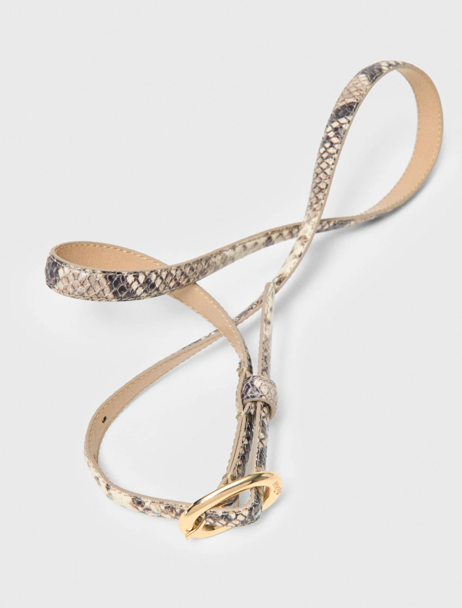 Slim Python-Effect Leather Belt Natural Snake Print - Image 3