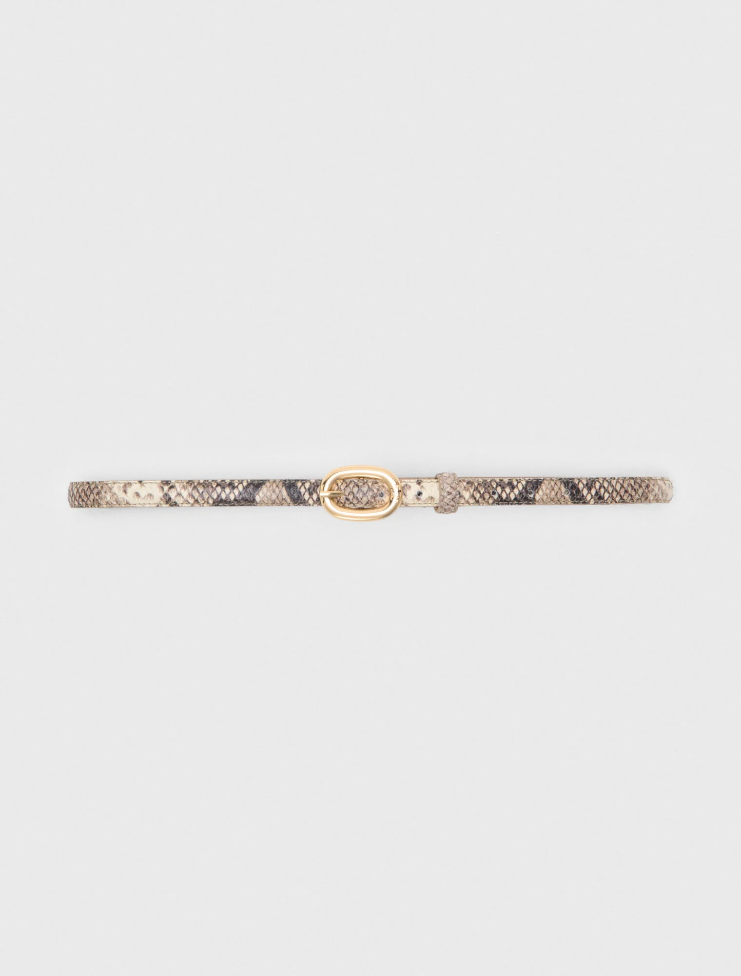 Slim Python-Effect Leather Belt Natural Snake Print - Image 5