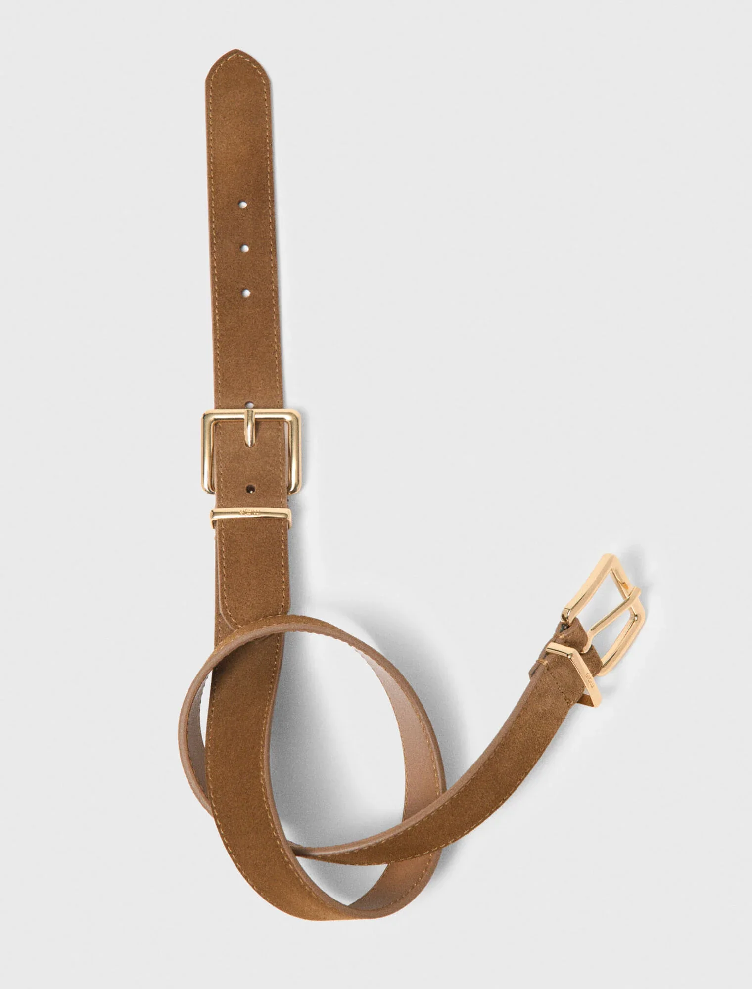 Double Buckle Suede Belt Camel - Image 2