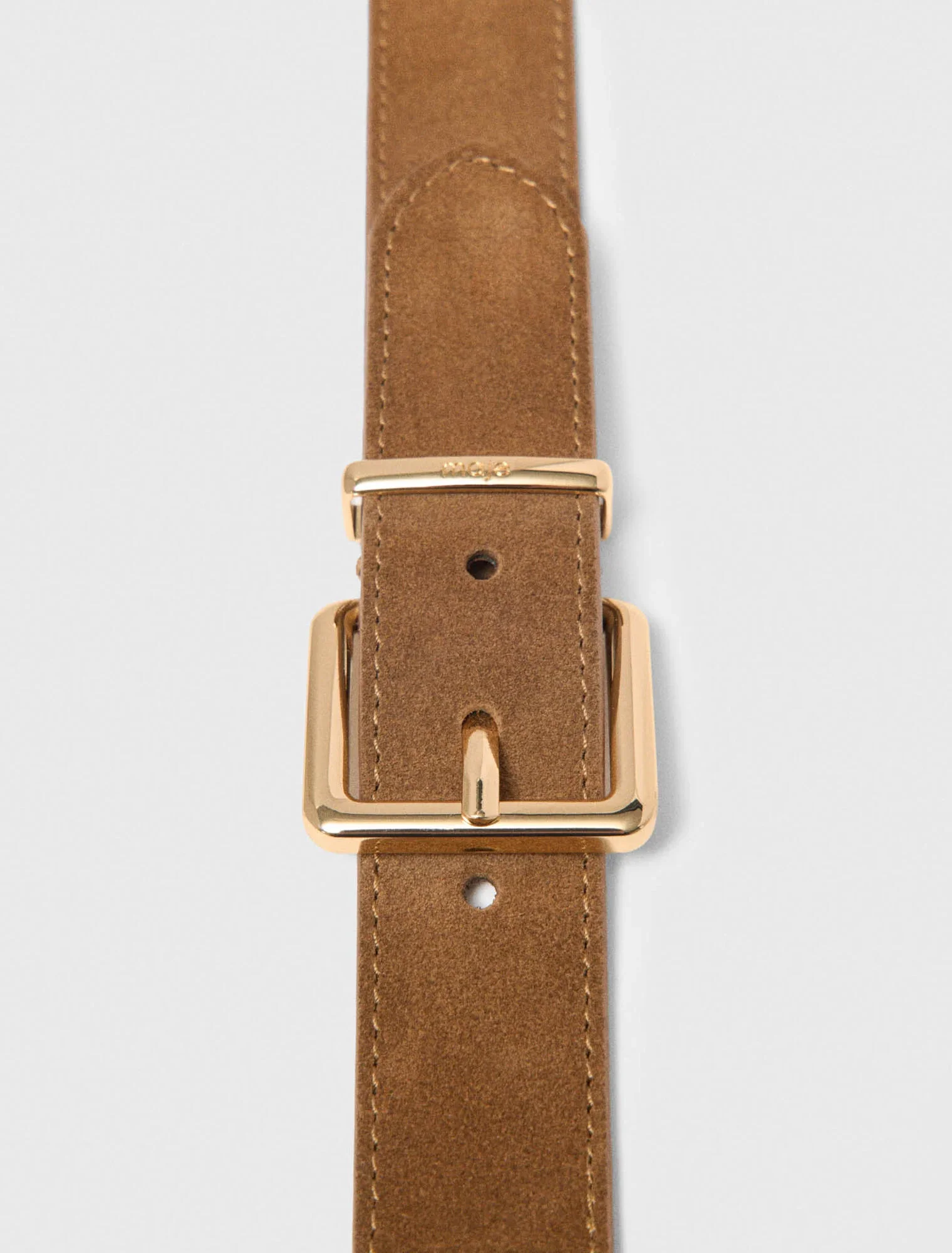 Double Buckle Suede Belt Camel - Image 3