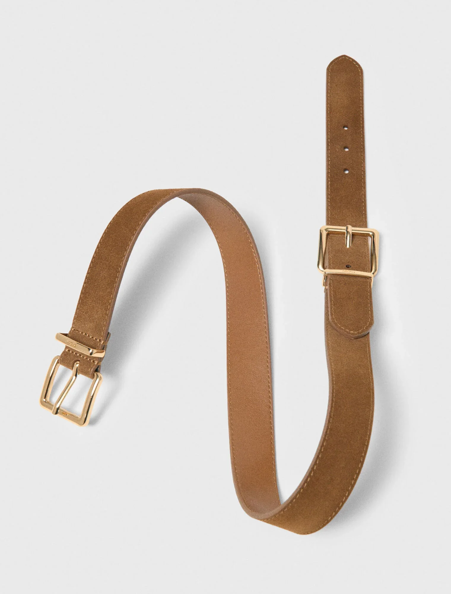 Double Buckle Suede Belt Camel - Image 4