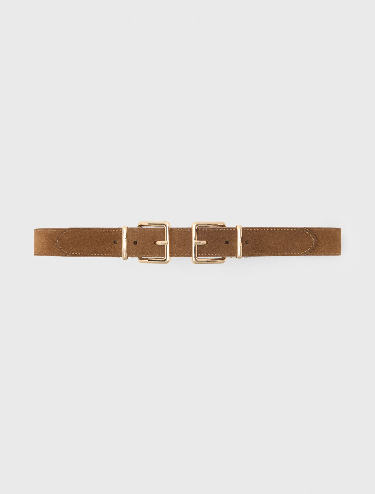 Double Buckle Suede Belt Camel - Image 5