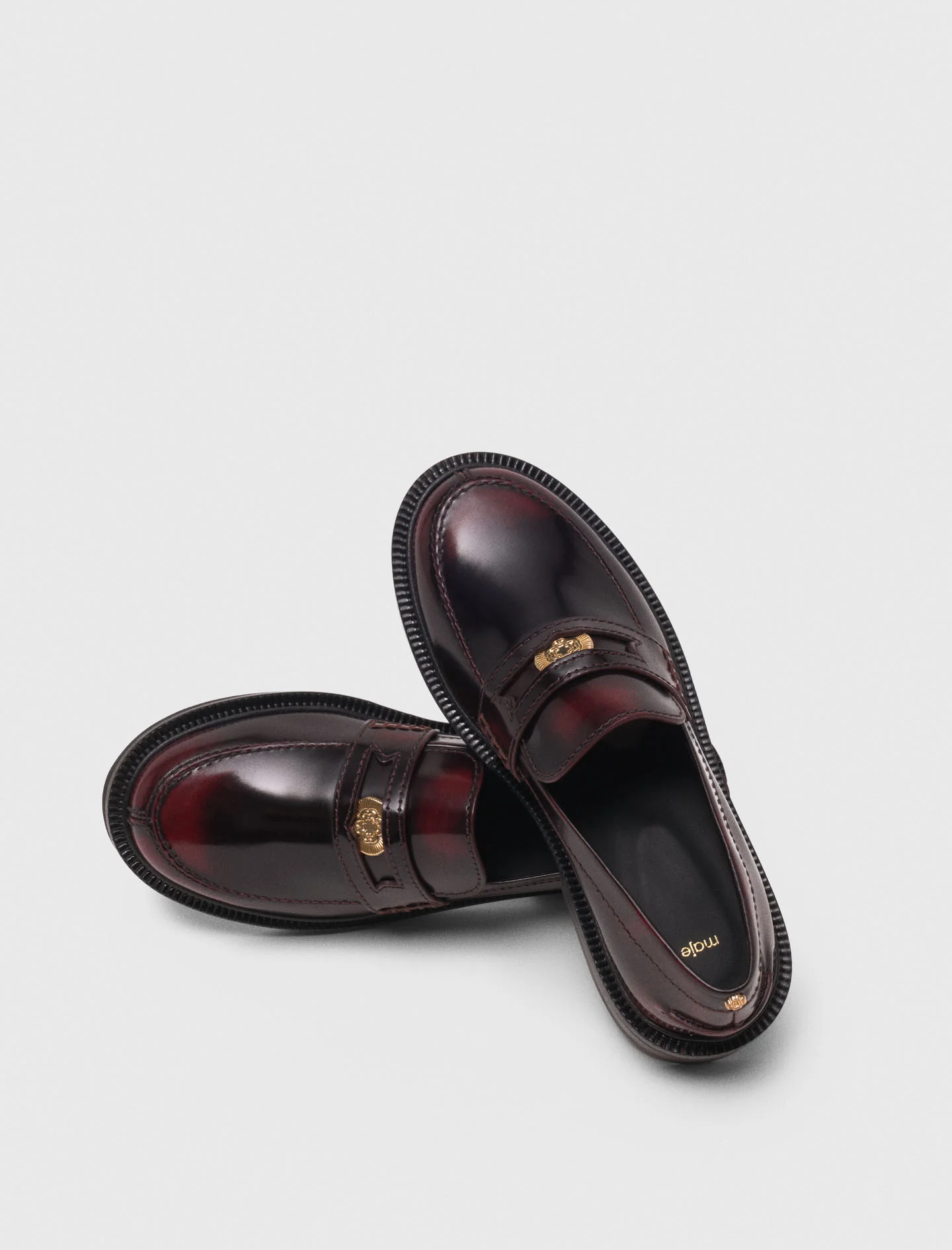 Brushed leather loafers Burgundy - Image 5