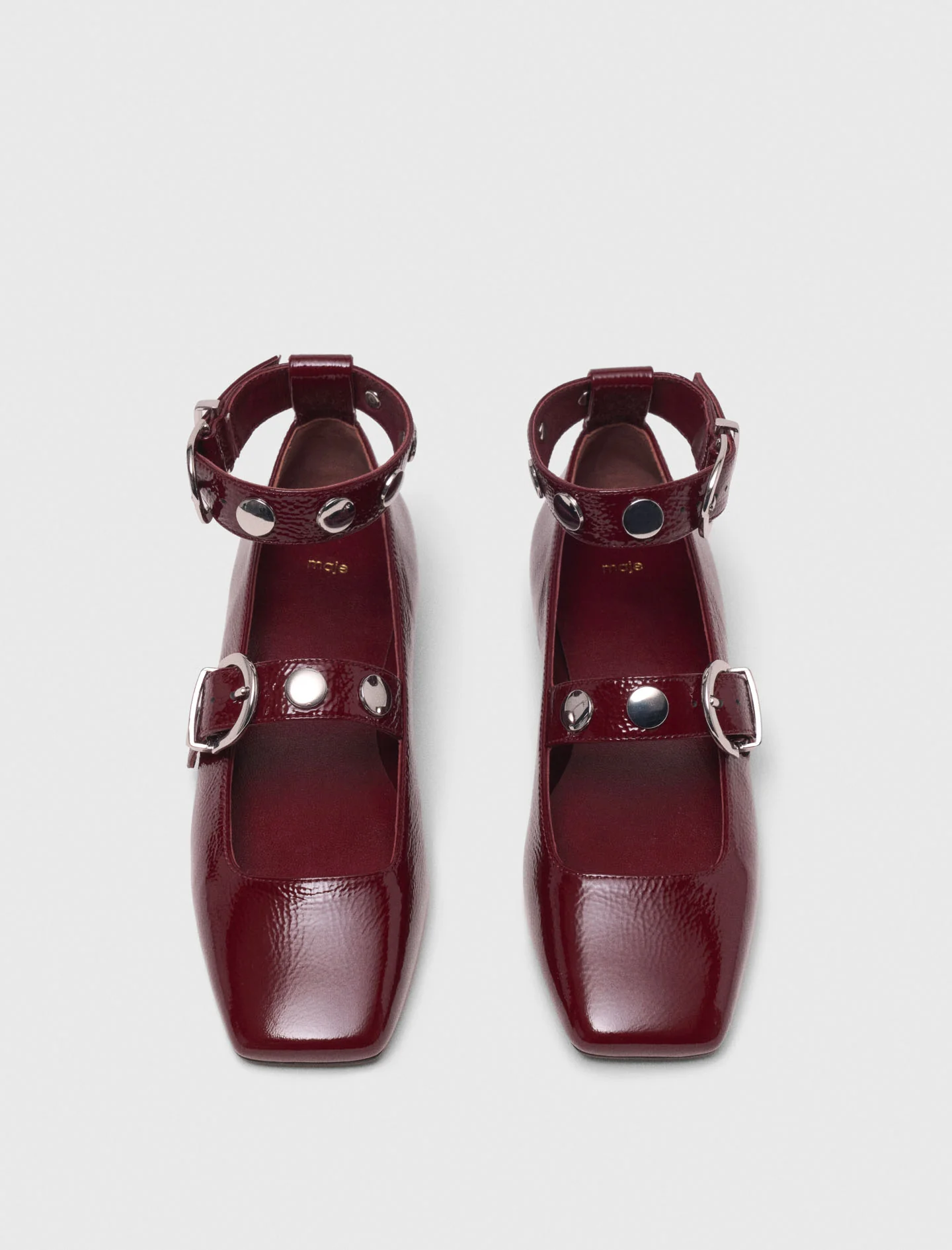 Leather babies with studs Burgundy