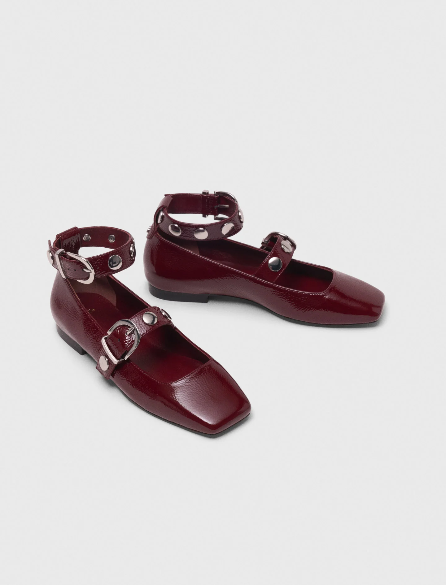 Leather babies with studs Burgundy - Image 2