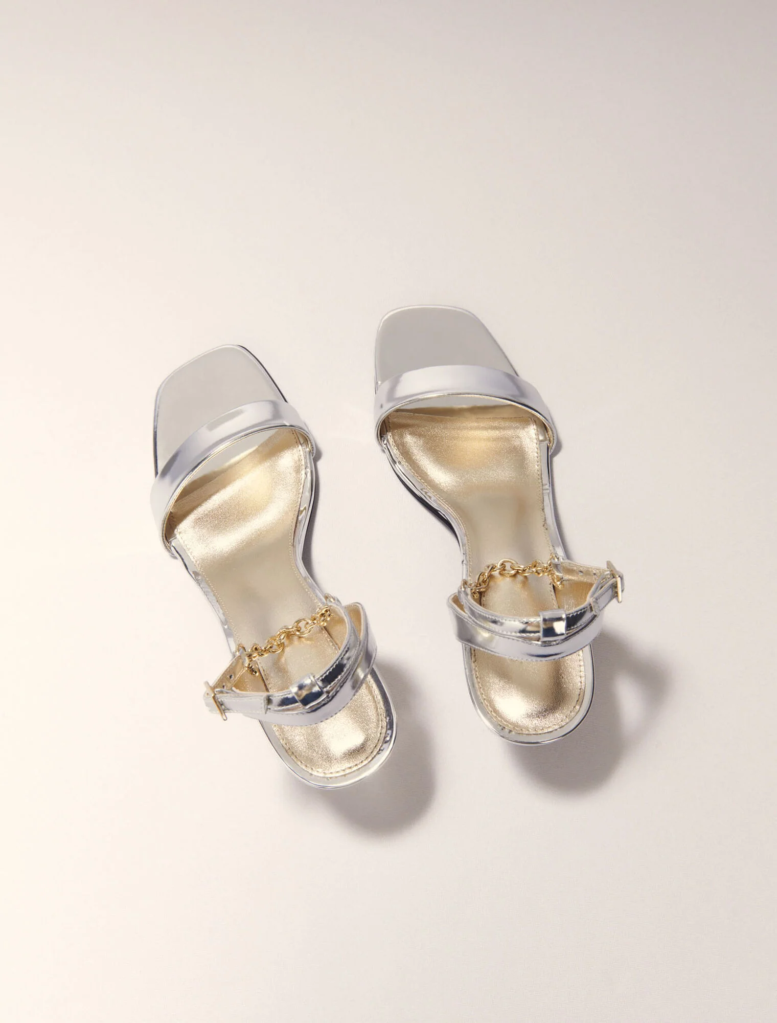 Heeled mirror leather sandals Silver - Image 3