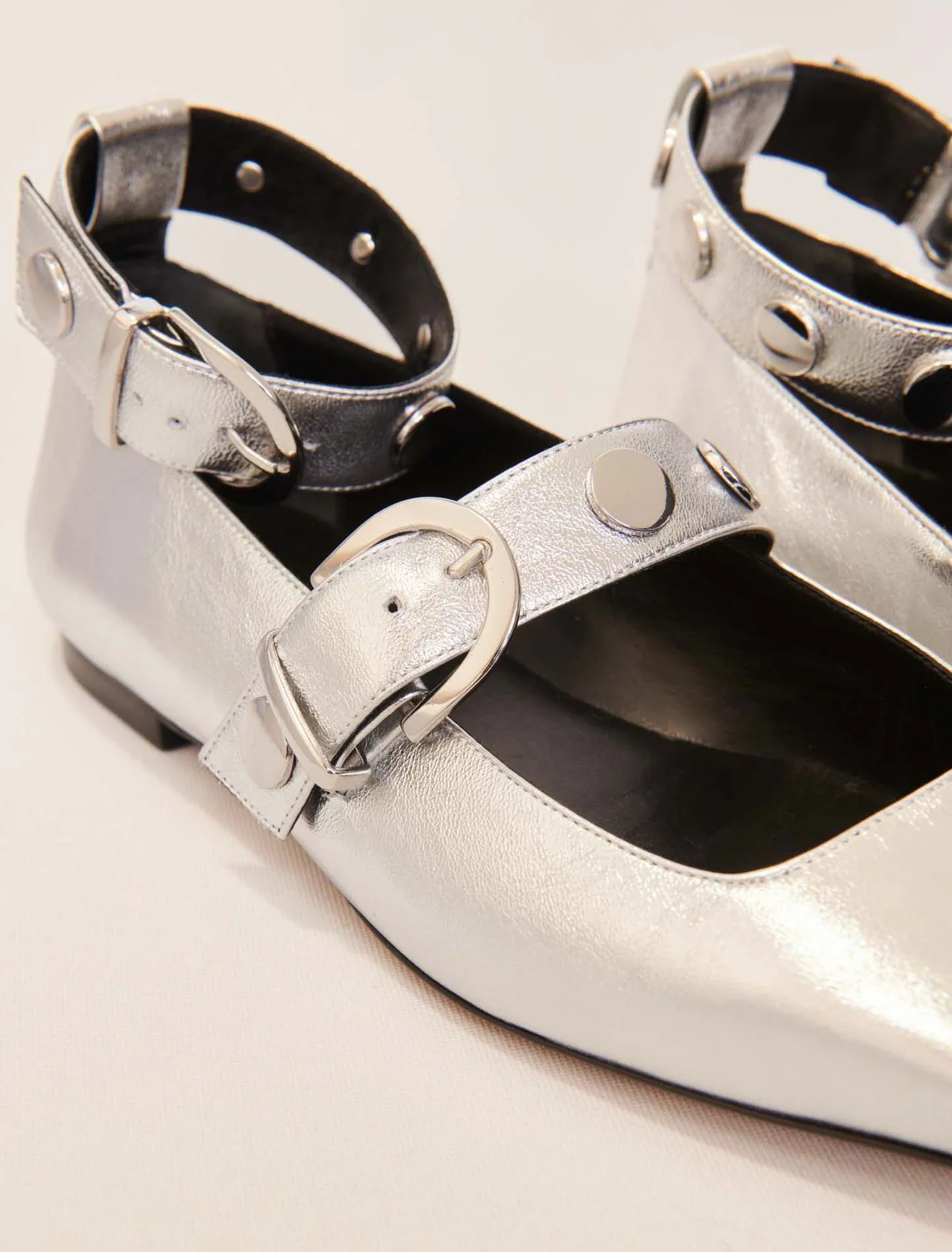 Metallic leather mary janes Silver - Image 4