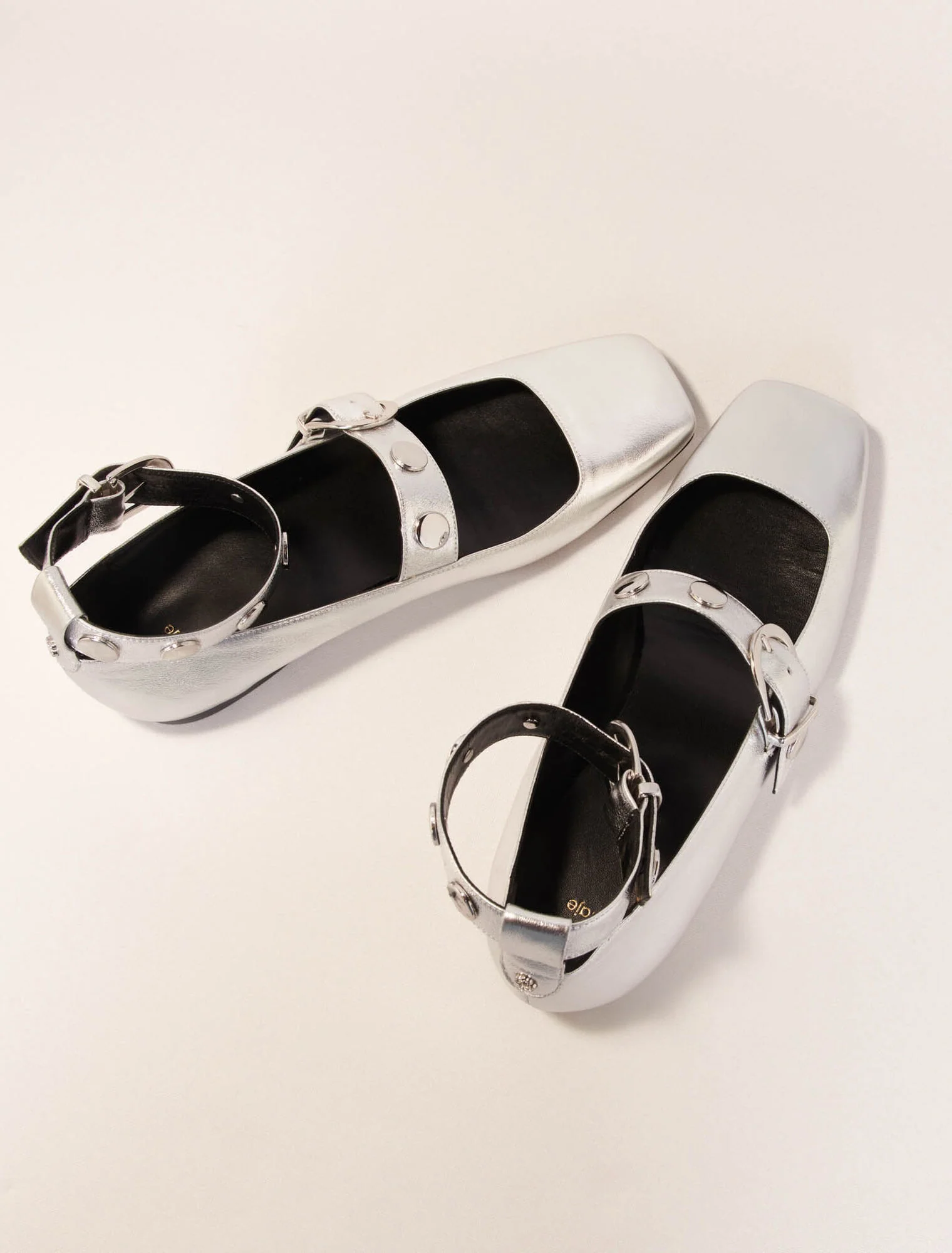 Metallic leather mary janes Silver - Image 5
