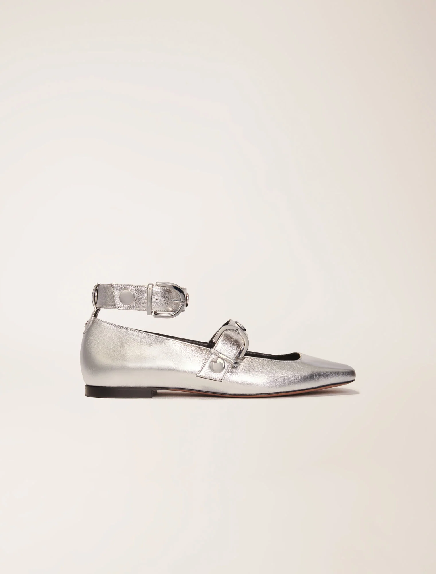 Metallic leather mary janes Silver - Image 7