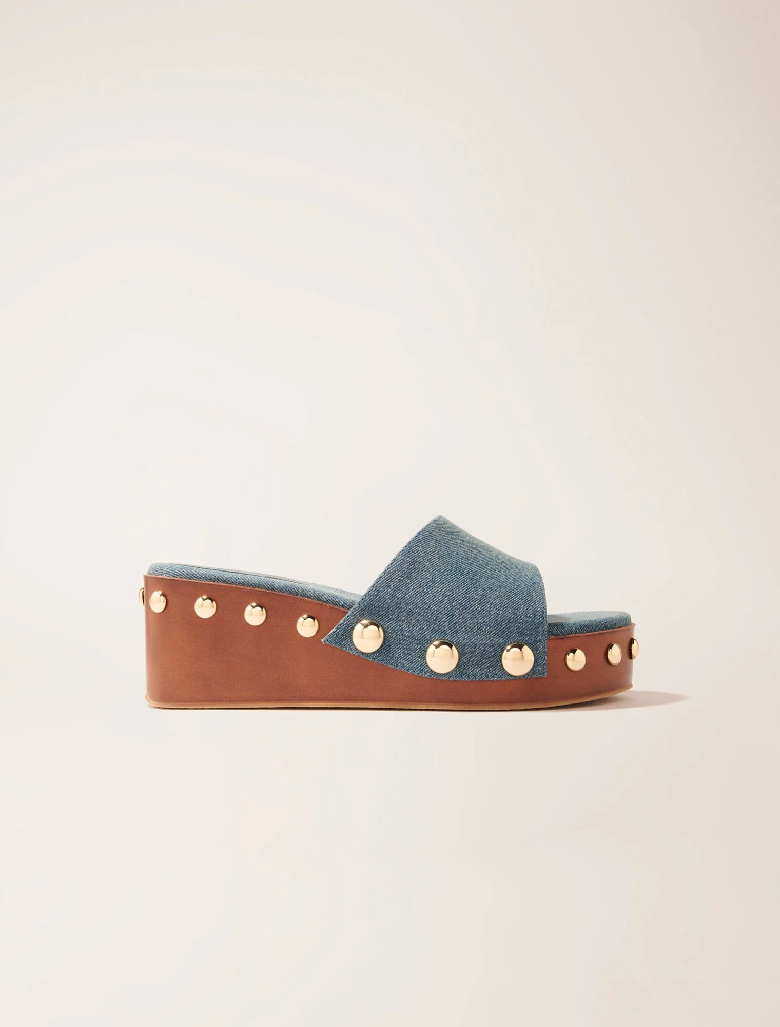 Denim studded wedge mules Blue Jean - Image 7