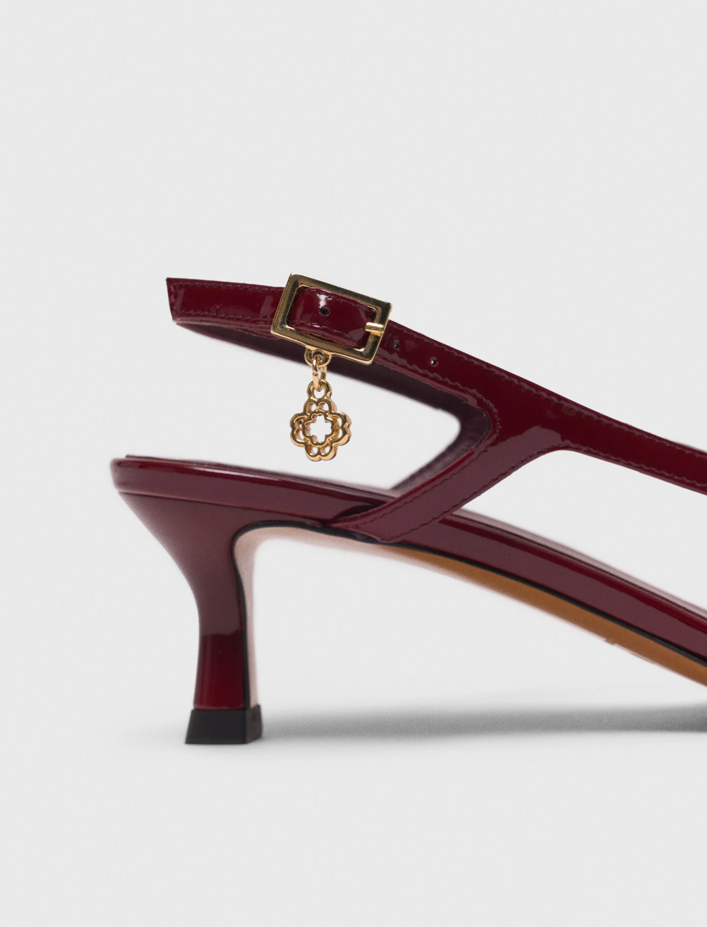 Patent leather slingback pumps Burgundy - Image 3